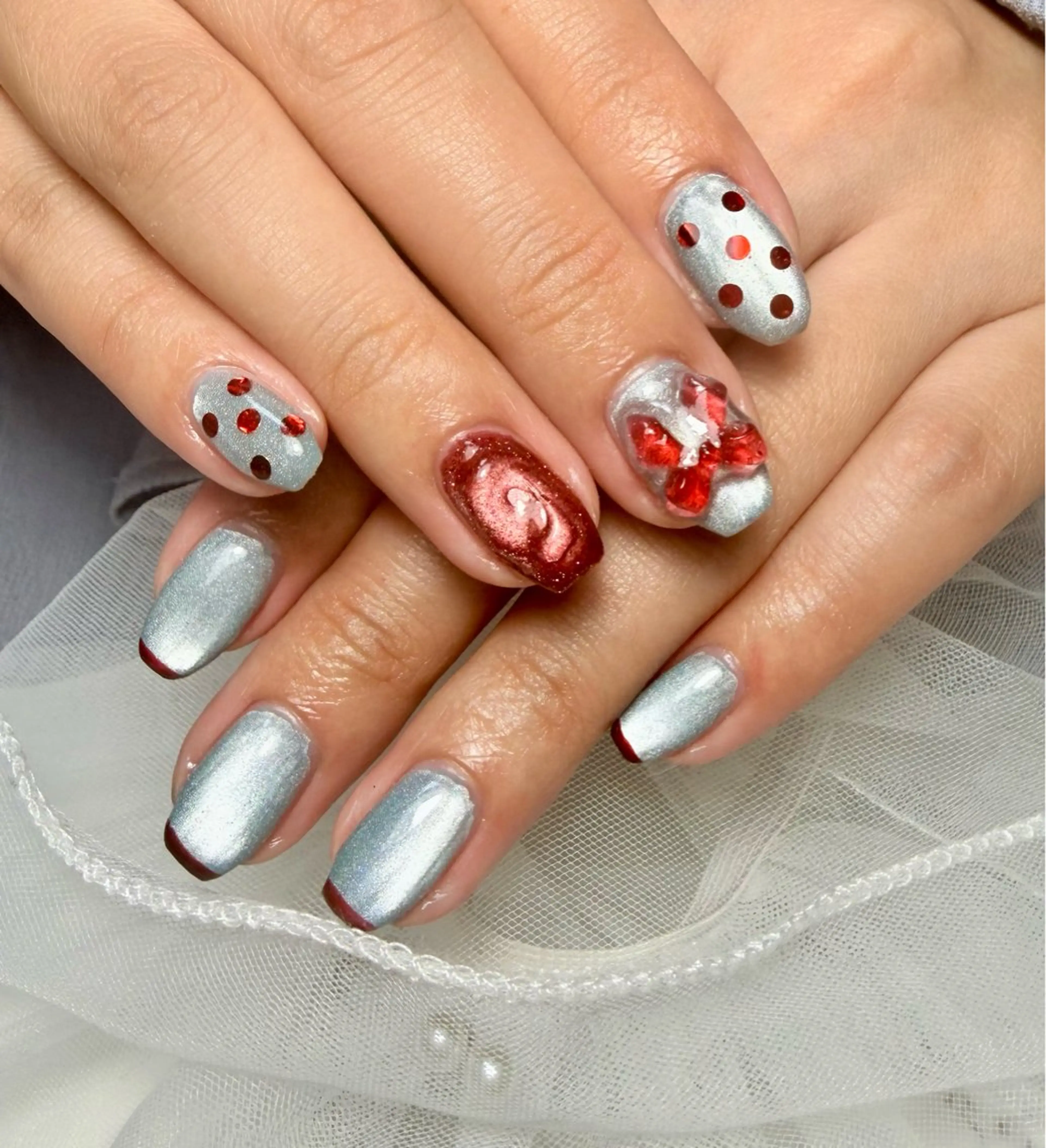 ネイル アートネイル チークネイル フラッシュネイル フラッシュマグ フレンチネイル M.N_ nailのネイルデザイン