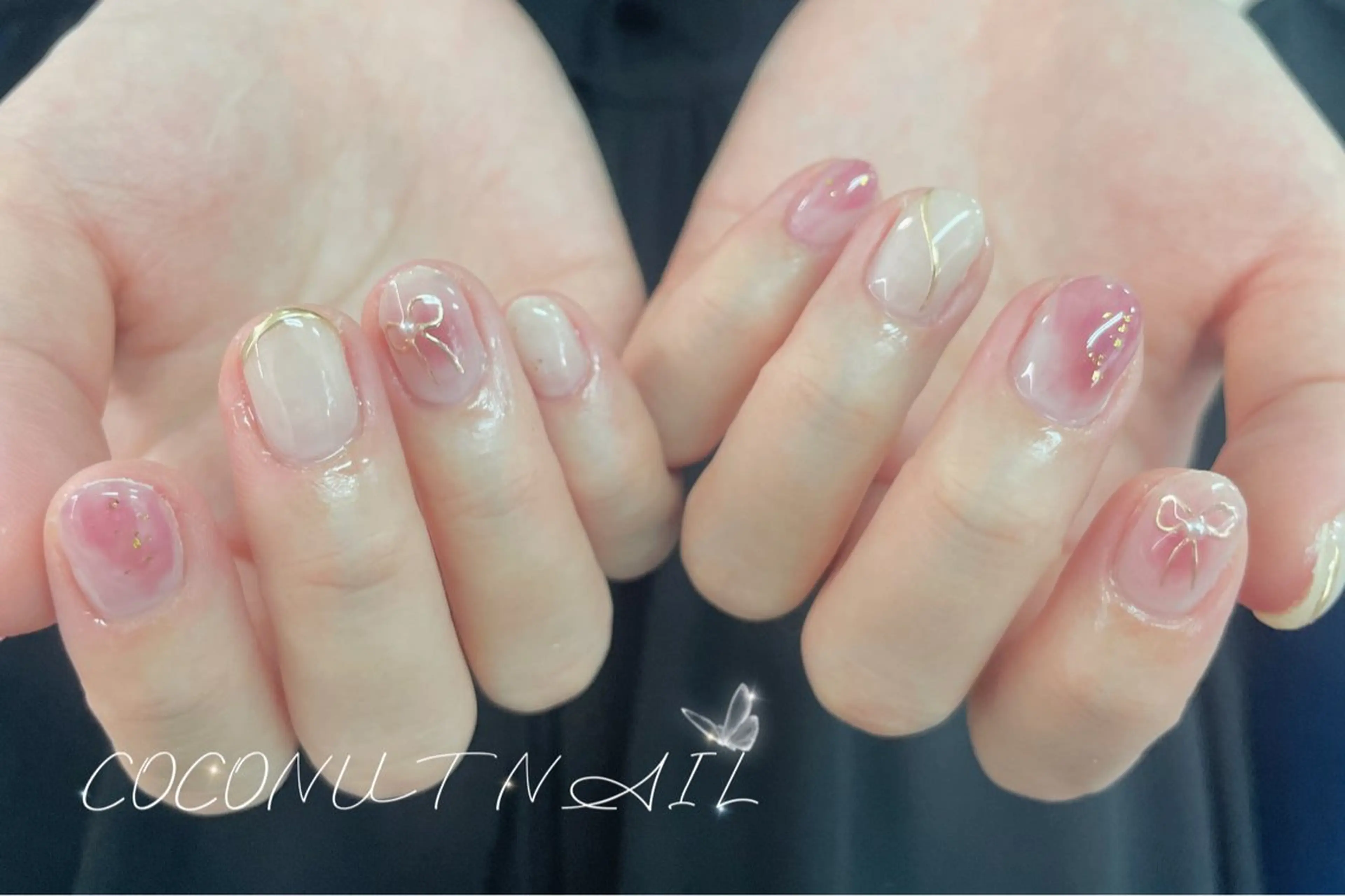 ネイル べっ甲ネイル フレンチネイル キラキラネイル マグネットネイル 大理石ネイル(マーブル) ハンドネイル 神田 ココナッツのネイルデザイン