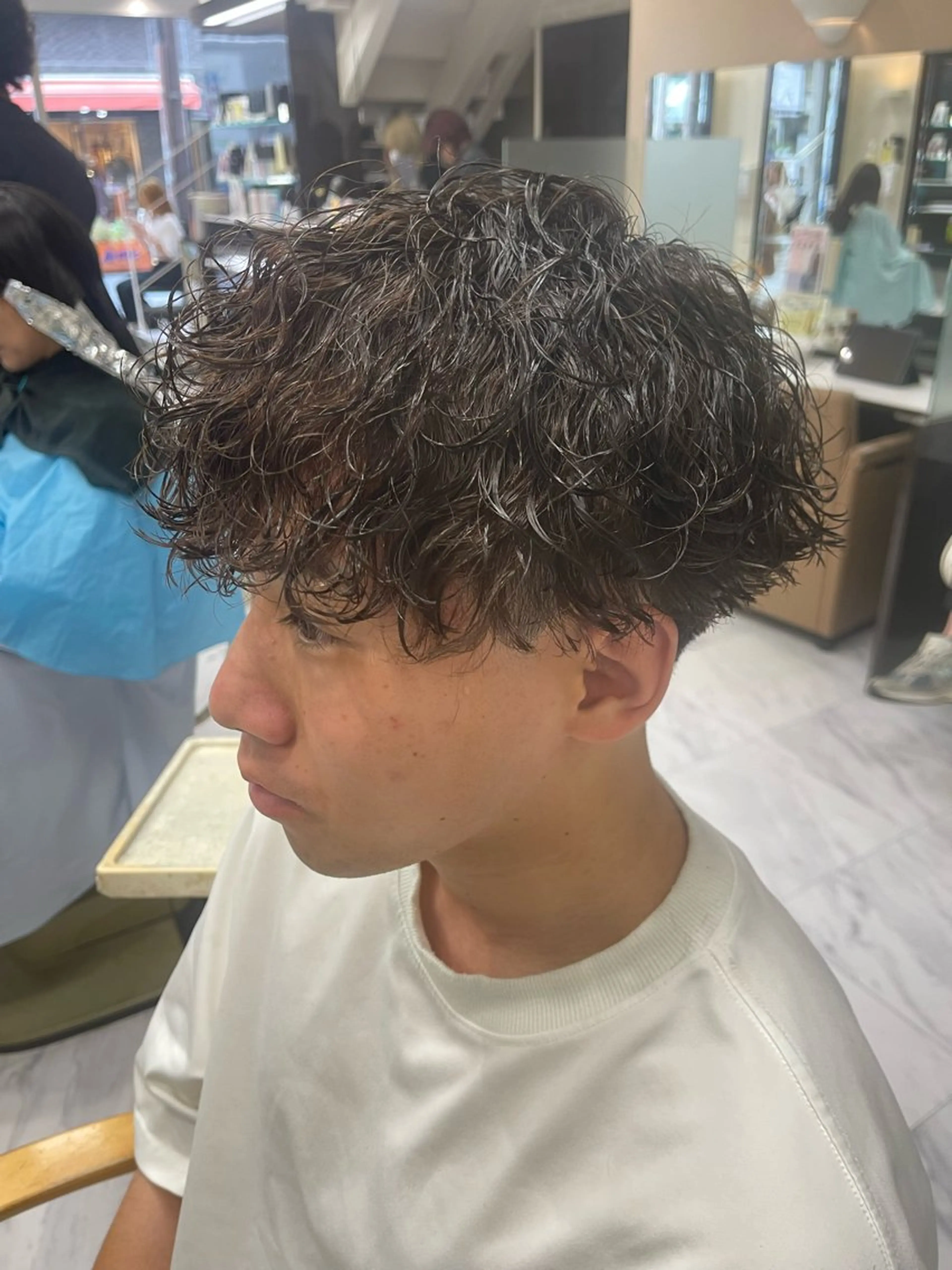 ショート パーマ メンズ メンズパーマ 波巻きパーマ カット パーマ トリートメント 🌻メンズカット 落合諒🌻のヘアスタイル