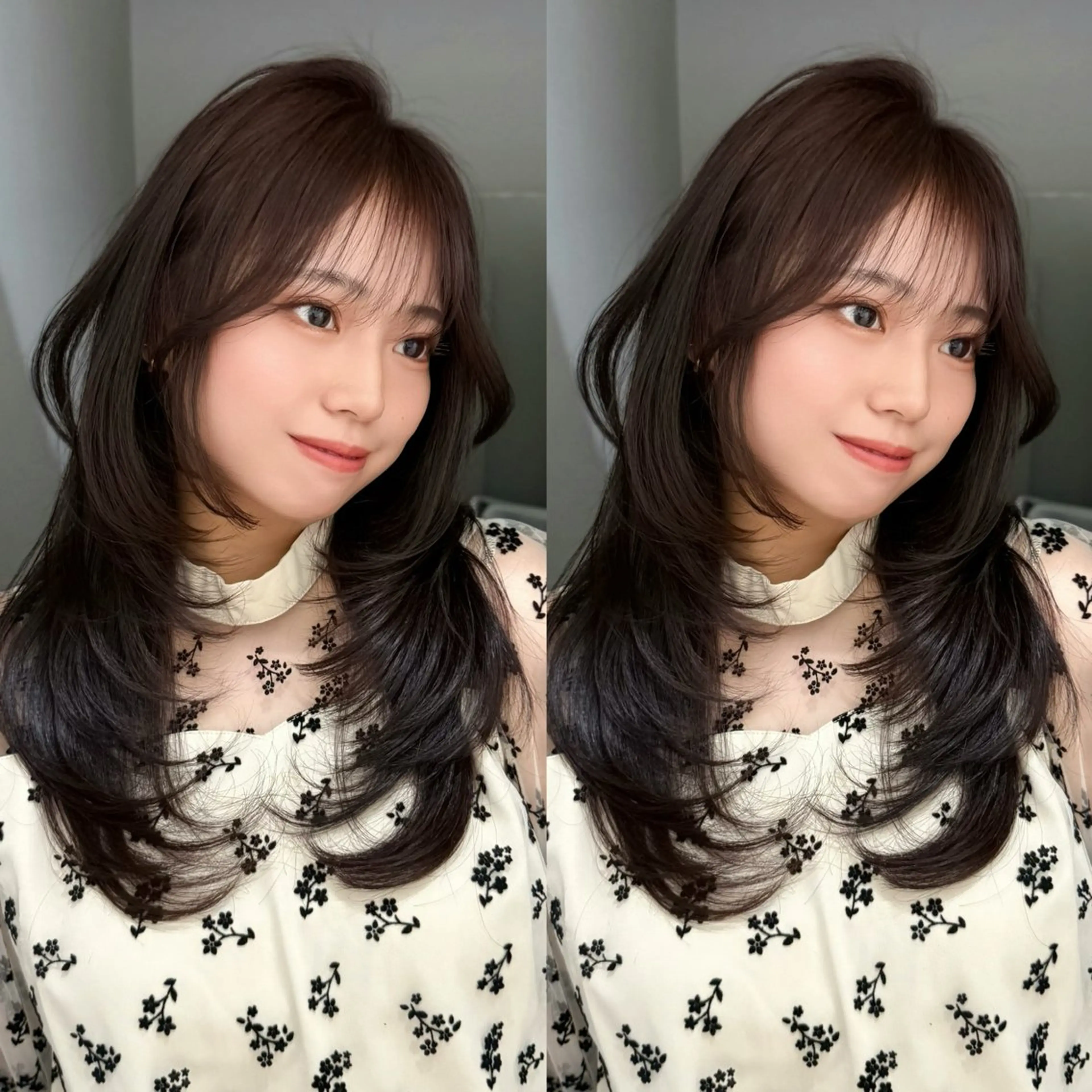 ロング カラー ハッシュカット 韓国風ヘア レイヤーカット ヘアカラー トリートメント レイヤー/艶カラー /韓国ヘア/高松のヘアスタイル