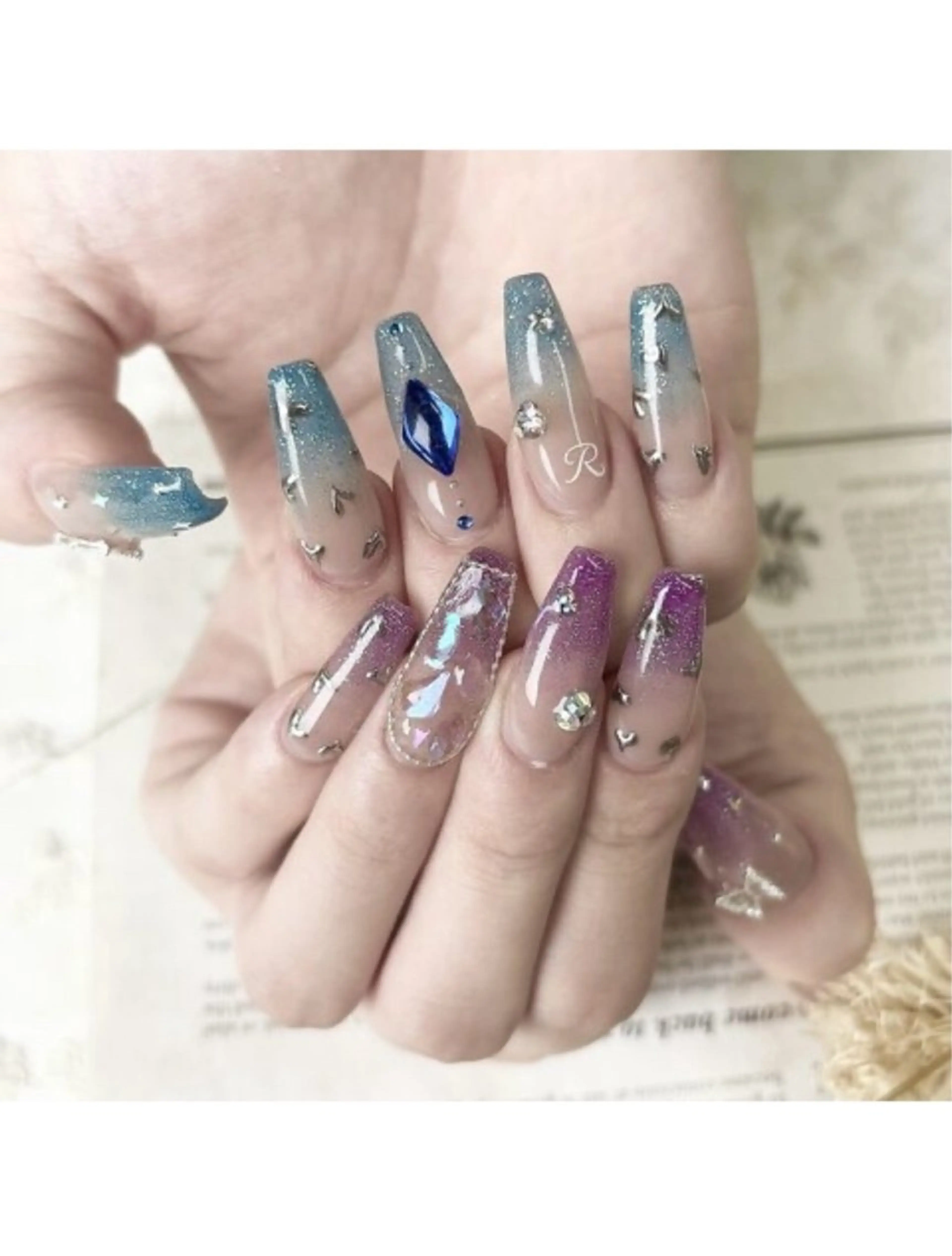 【OPEN 価格】 ★NEW★チップ長さだし10本＋持ち込みデザインアート4本￥15000→¥13000の写真