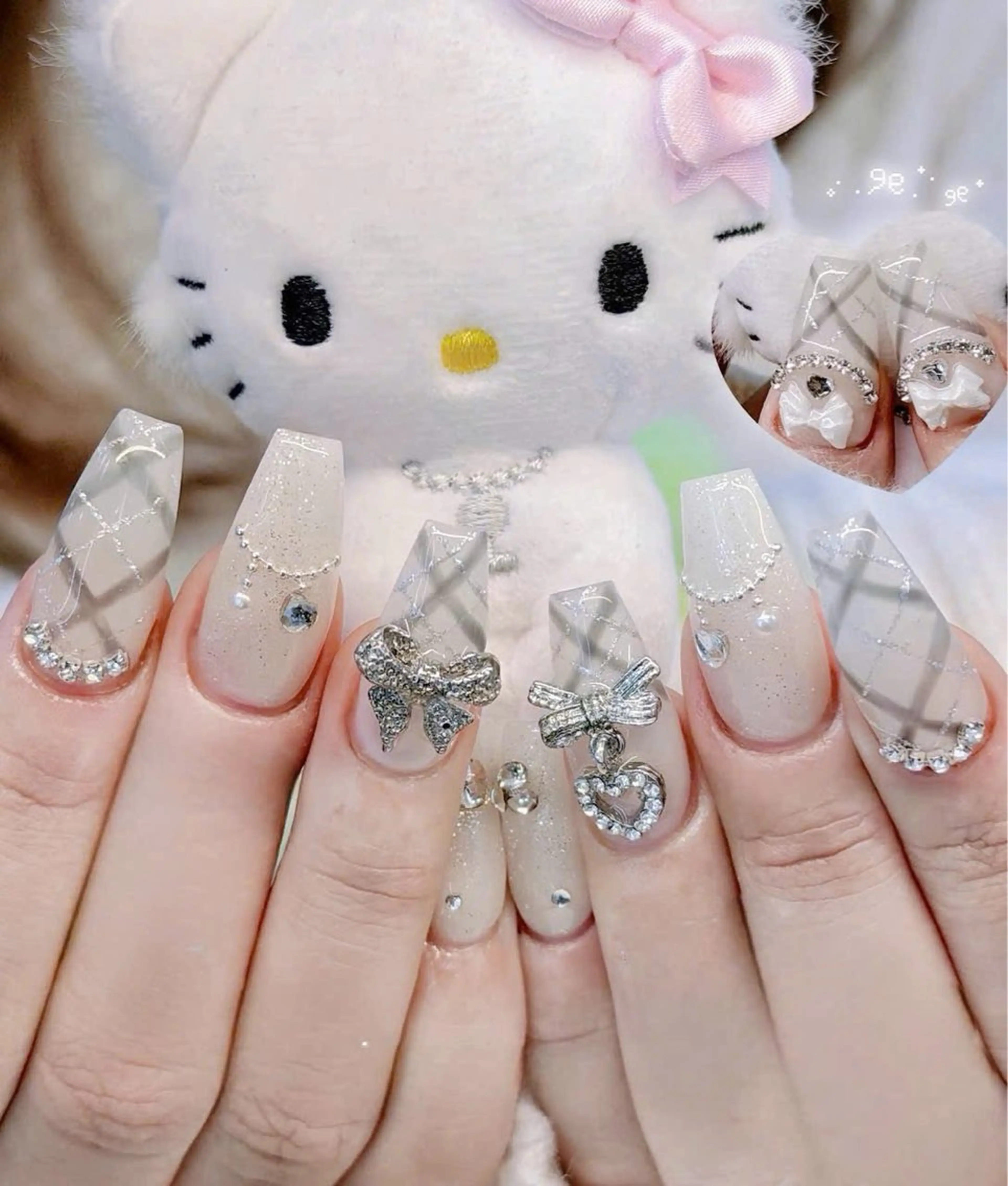 ネイル フレンチネイル キラキラネイル マグネットネイル ミラーネイル ニュアンスネイル MeiMei Nail モデル募集のネイルデザイン