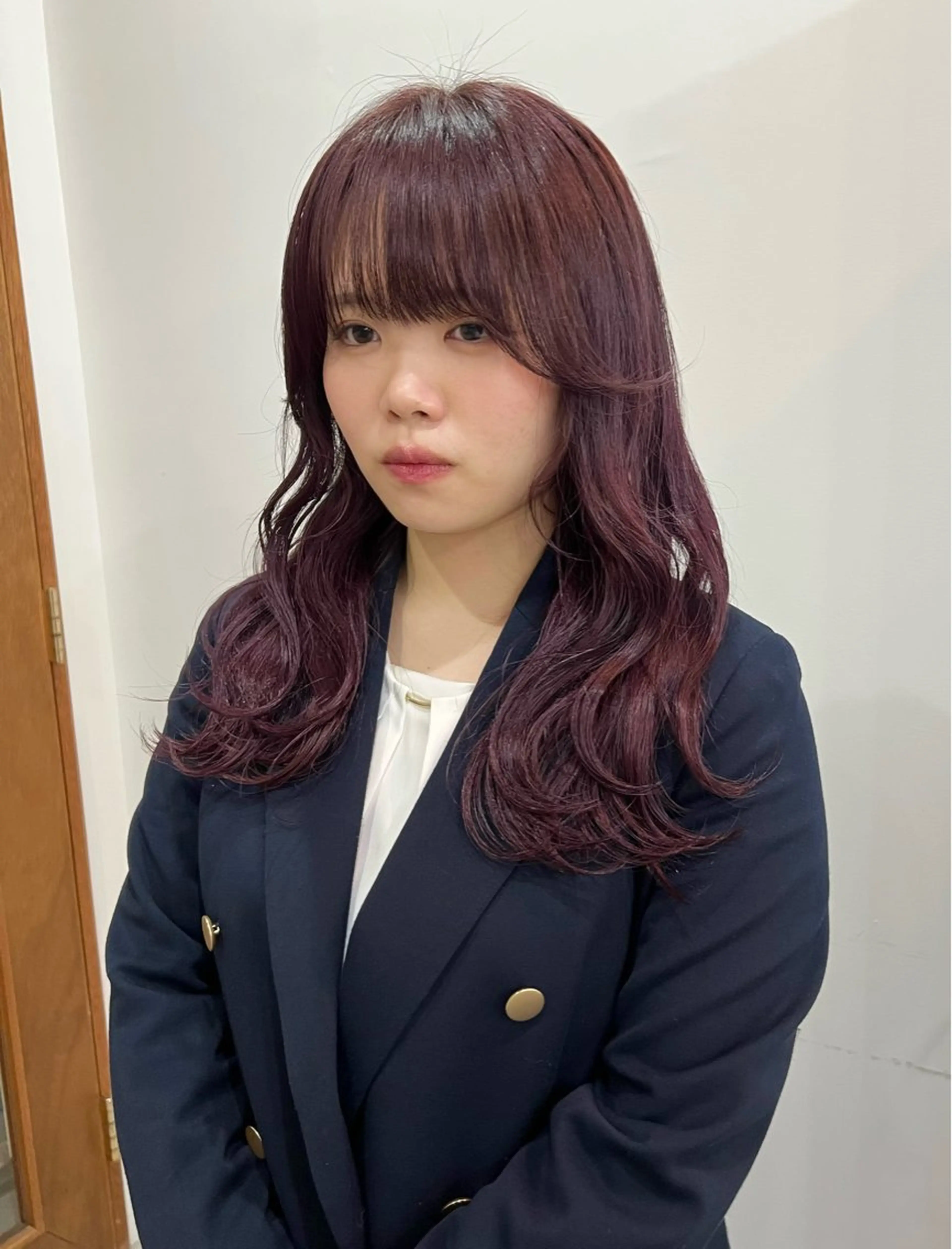 ロング カラー ラベンダーカラー ピンクカラー ピンクラベンダー ヘアカラー トリートメント 切りっぱなしボブ/ ブリーチカラー/大塚のヘアスタイル