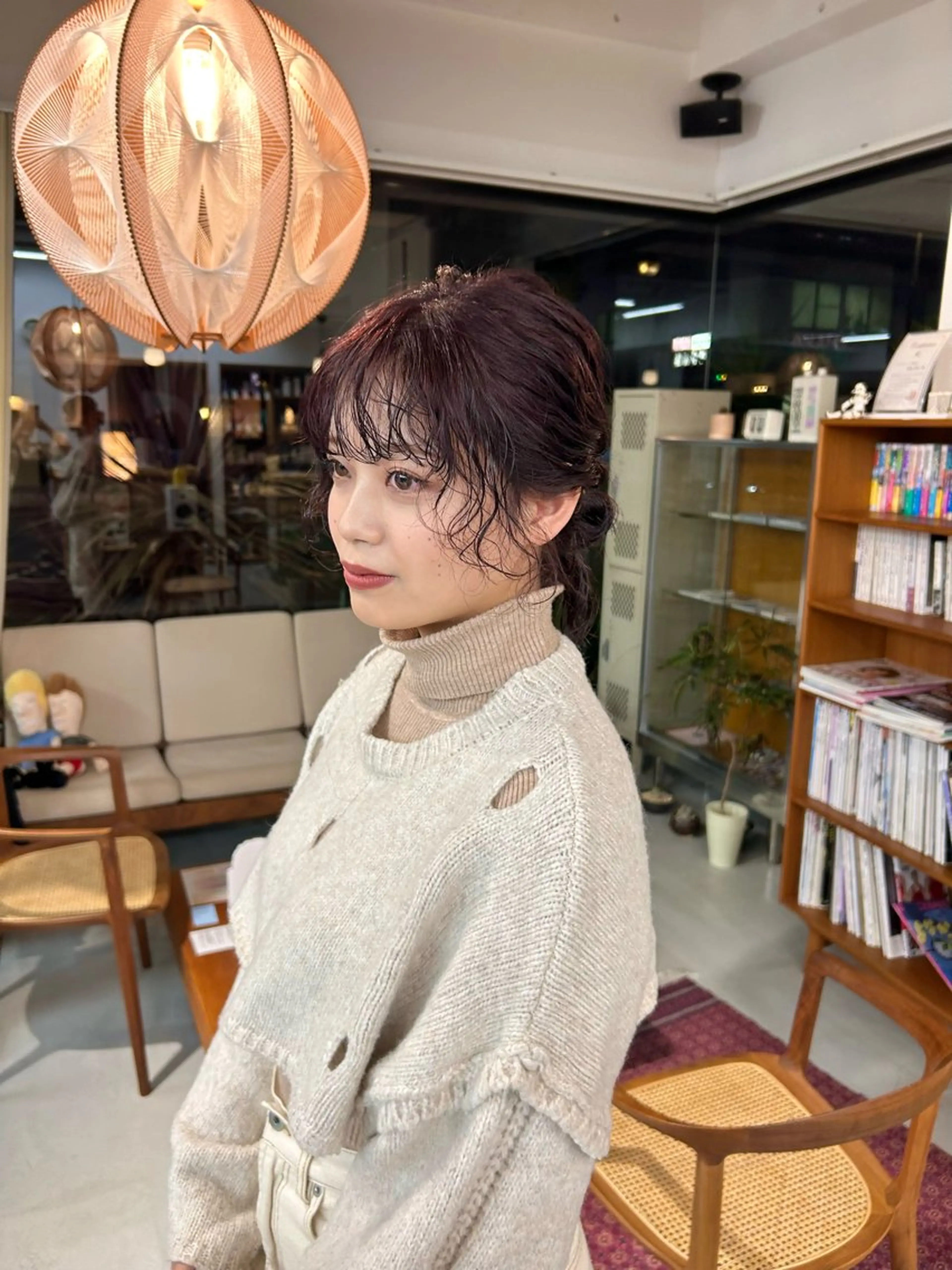 カラー ヘアアレンジ お団子ヘア 藤原 あかりのヘアスタイル
