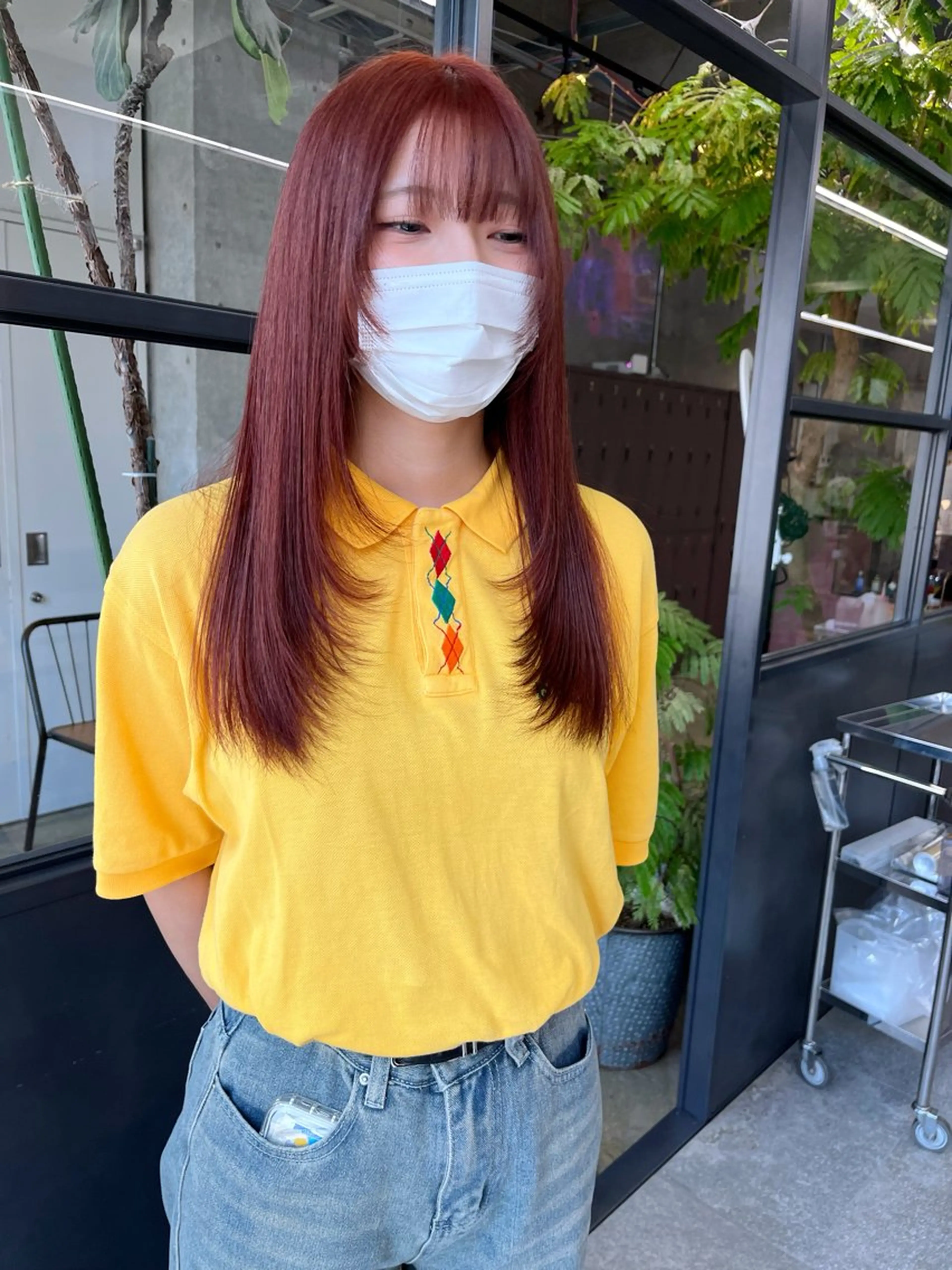 ロング カラー ブラウンカラー オレンジ オレンジブラウン ピンクカラー レイヤーカット カット 小木曽智美 /ボブ/ショートのヘアスタイル