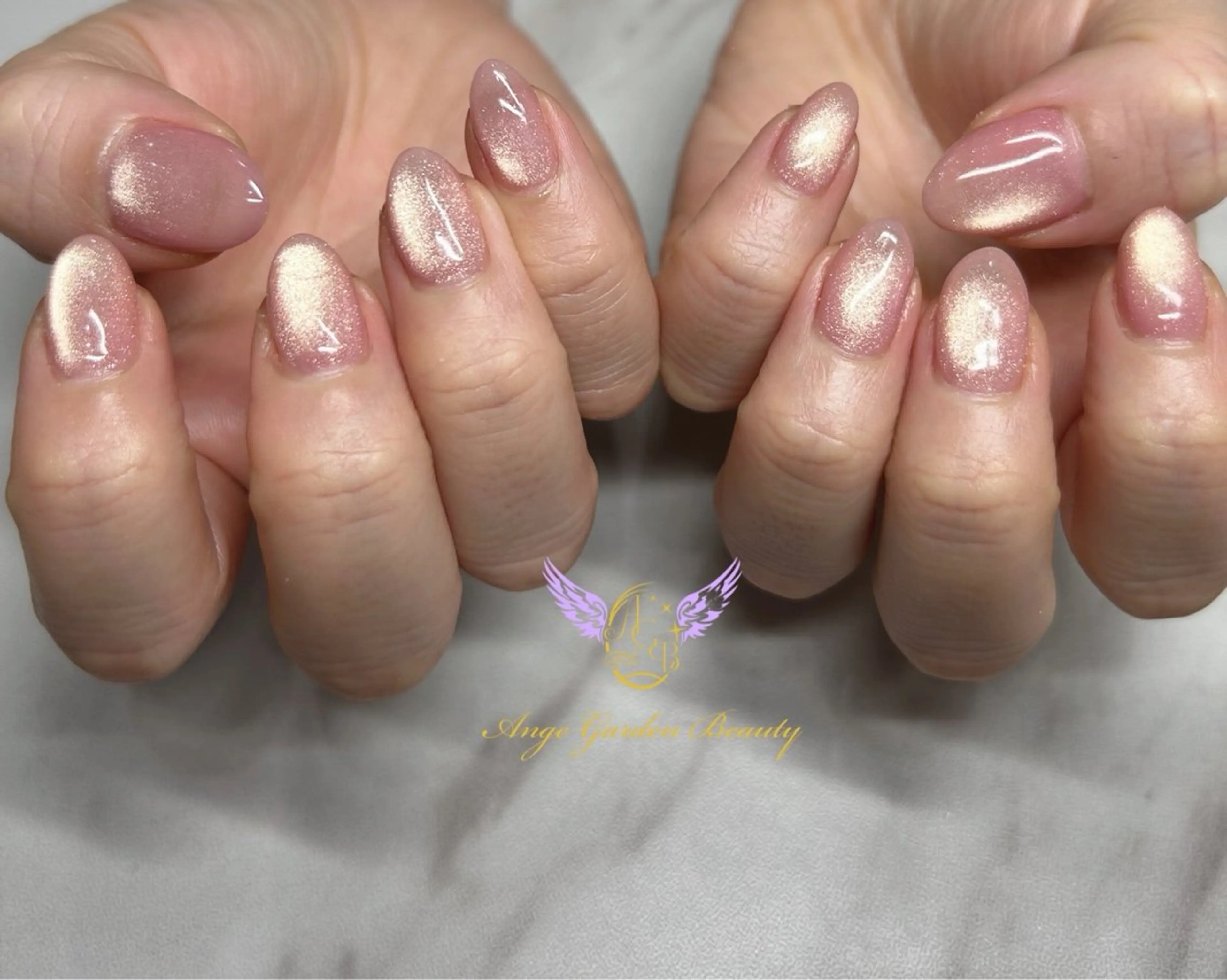 ネイル マグネットネイル ピンク 春ネイル ハンドネイル AngeGarden Beautymihoのネイルデザイン