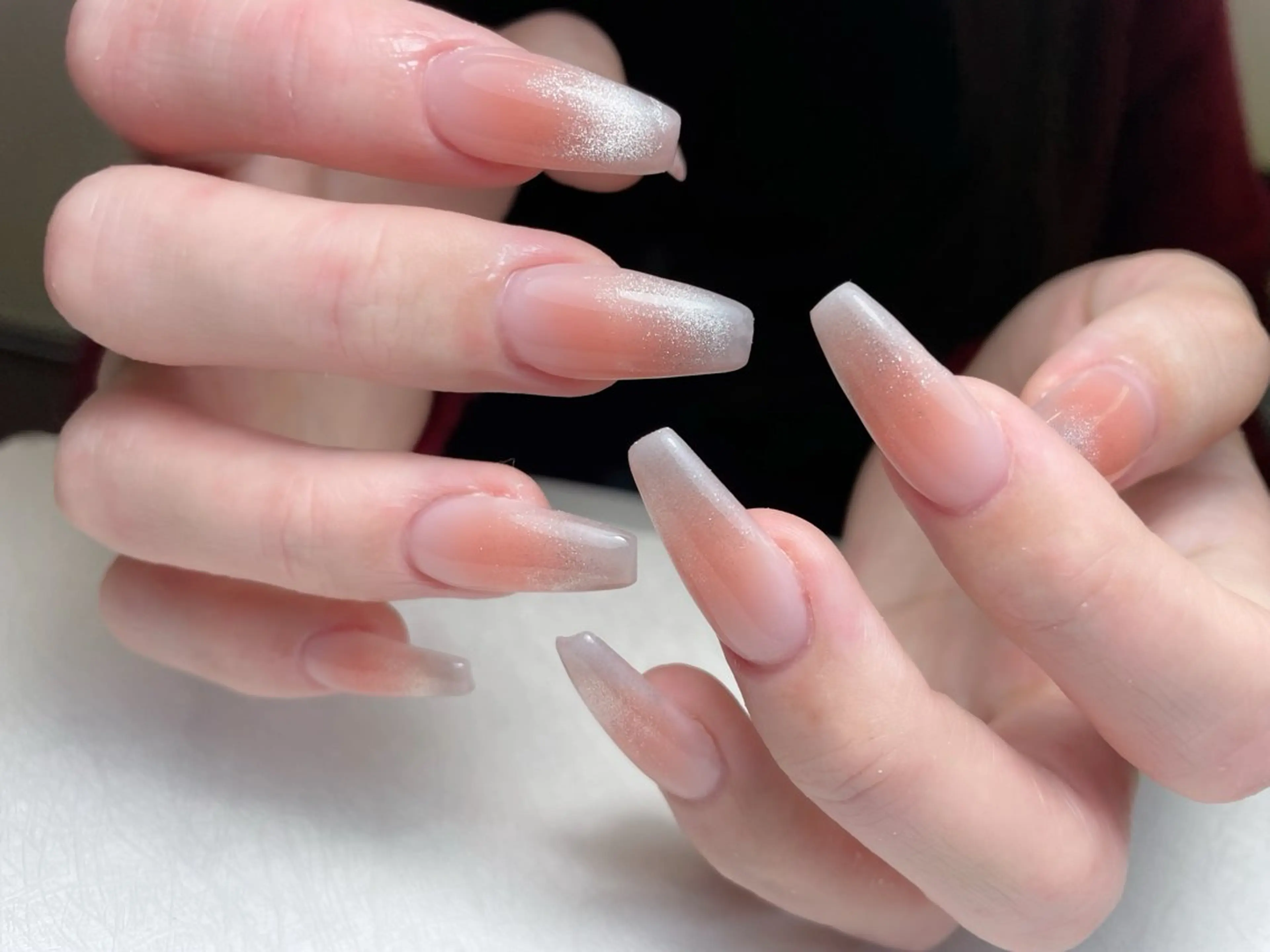 ネイル アートネイル オーロラネイル ブラウン フレンチネイル ガーリー 中野駅から2分 MEO NAILのネイルデザイン