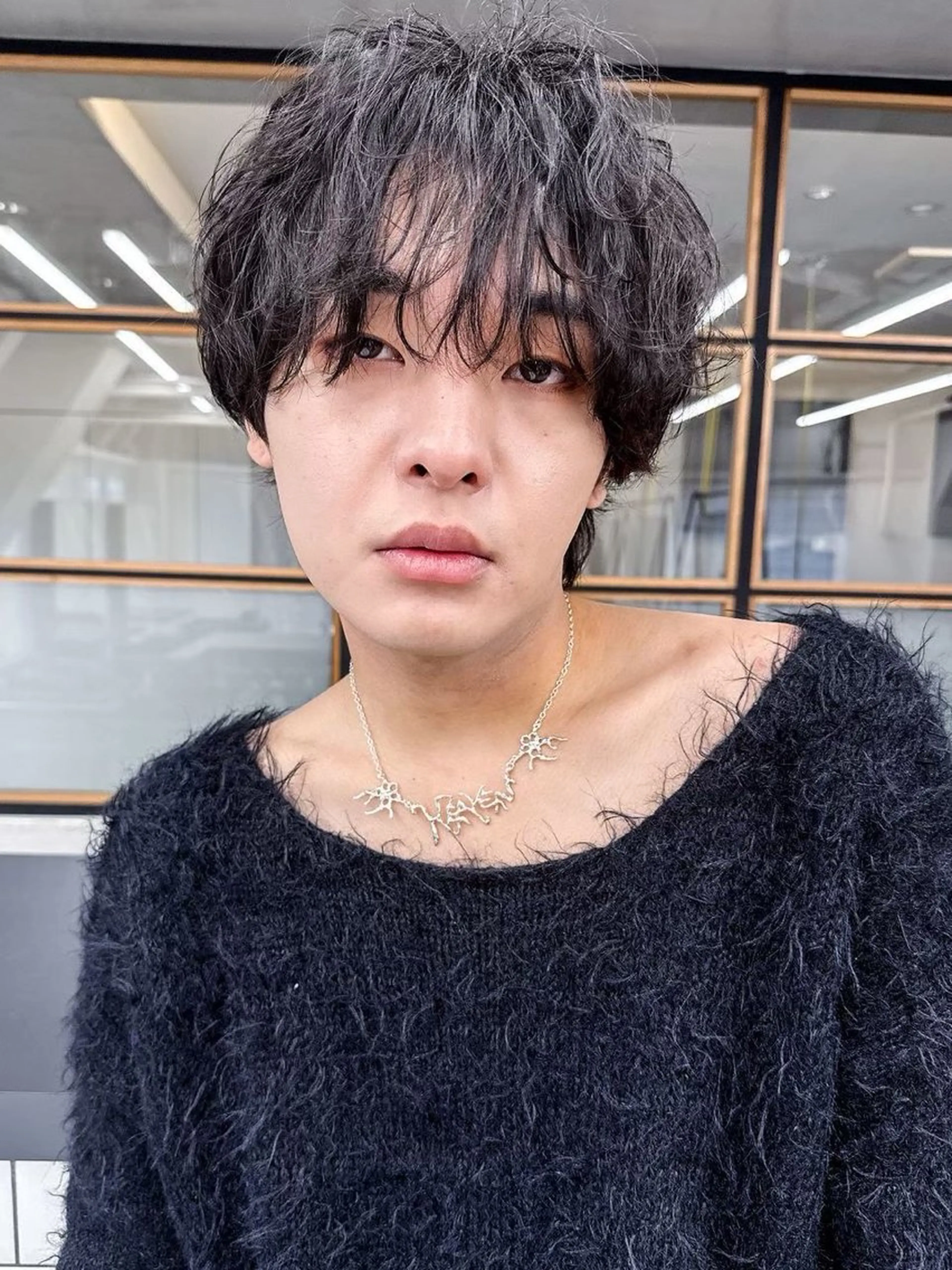 ミディアム パーマ メンズ 大場 優弥のヘアスタイル