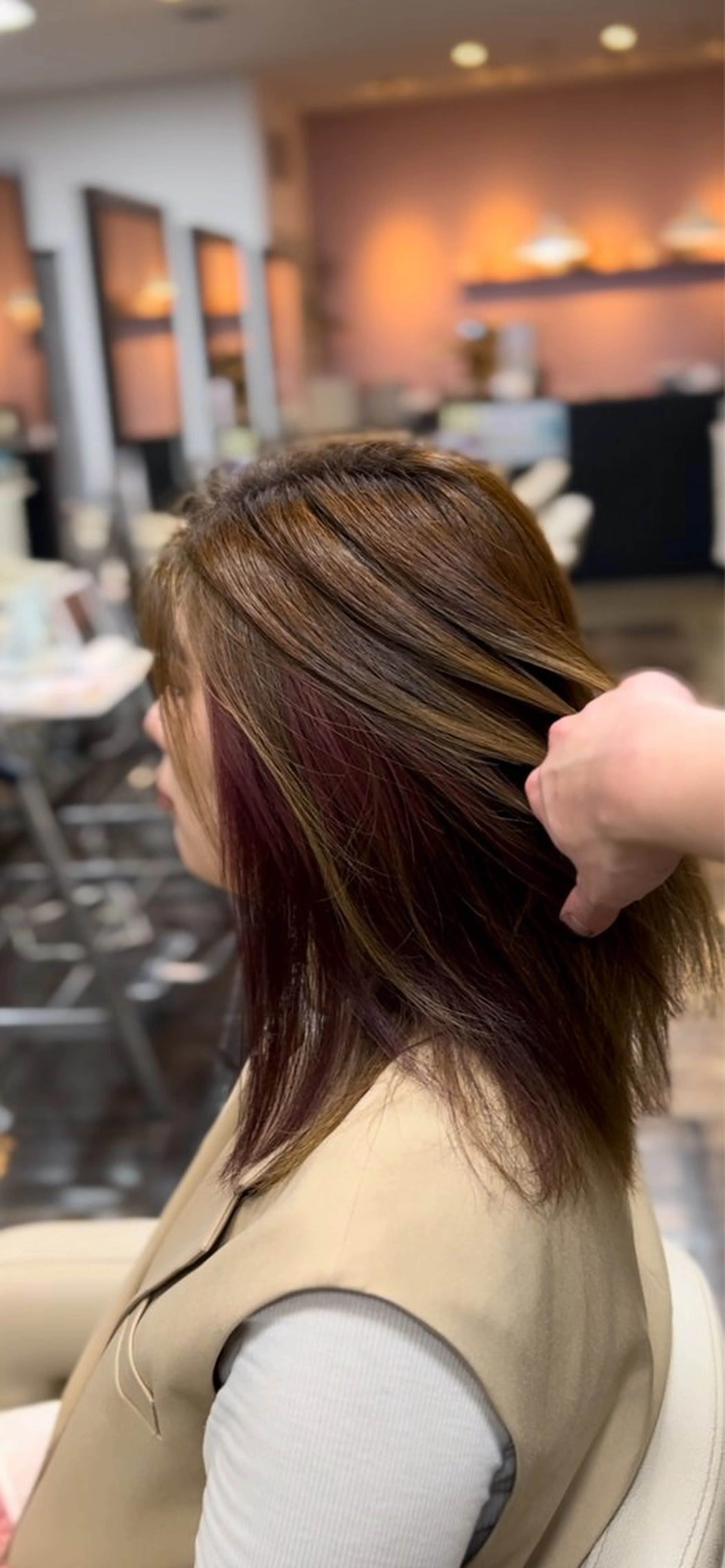 ミディアム ヘアカラー 阿倍野/髪質改善 /縮毛矯正/坪田幸広のヘアスタイル