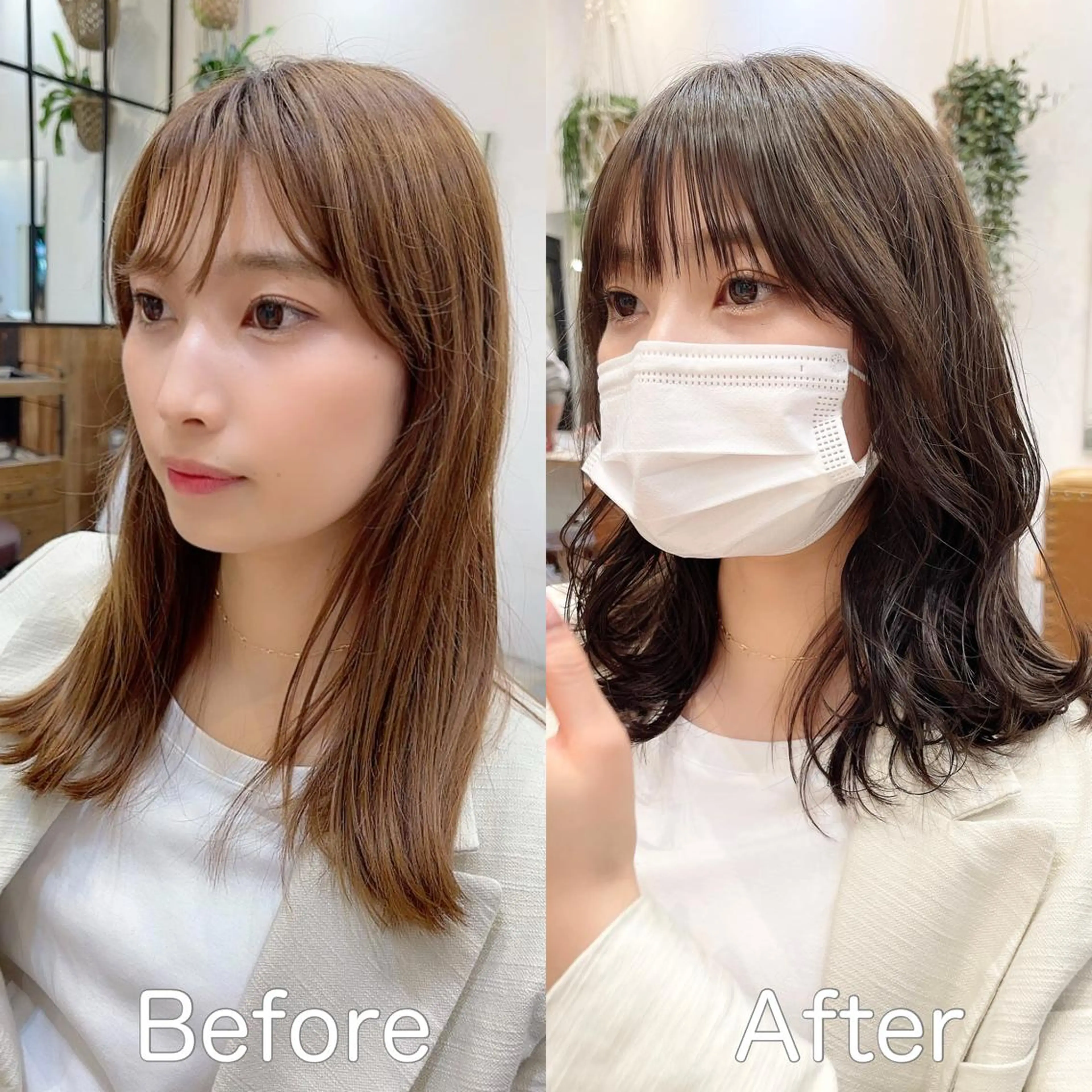 セミロング くびれヘア レイヤーカット 小顔カット レイヤーカット/ 田中 しょうのヘアスタイル