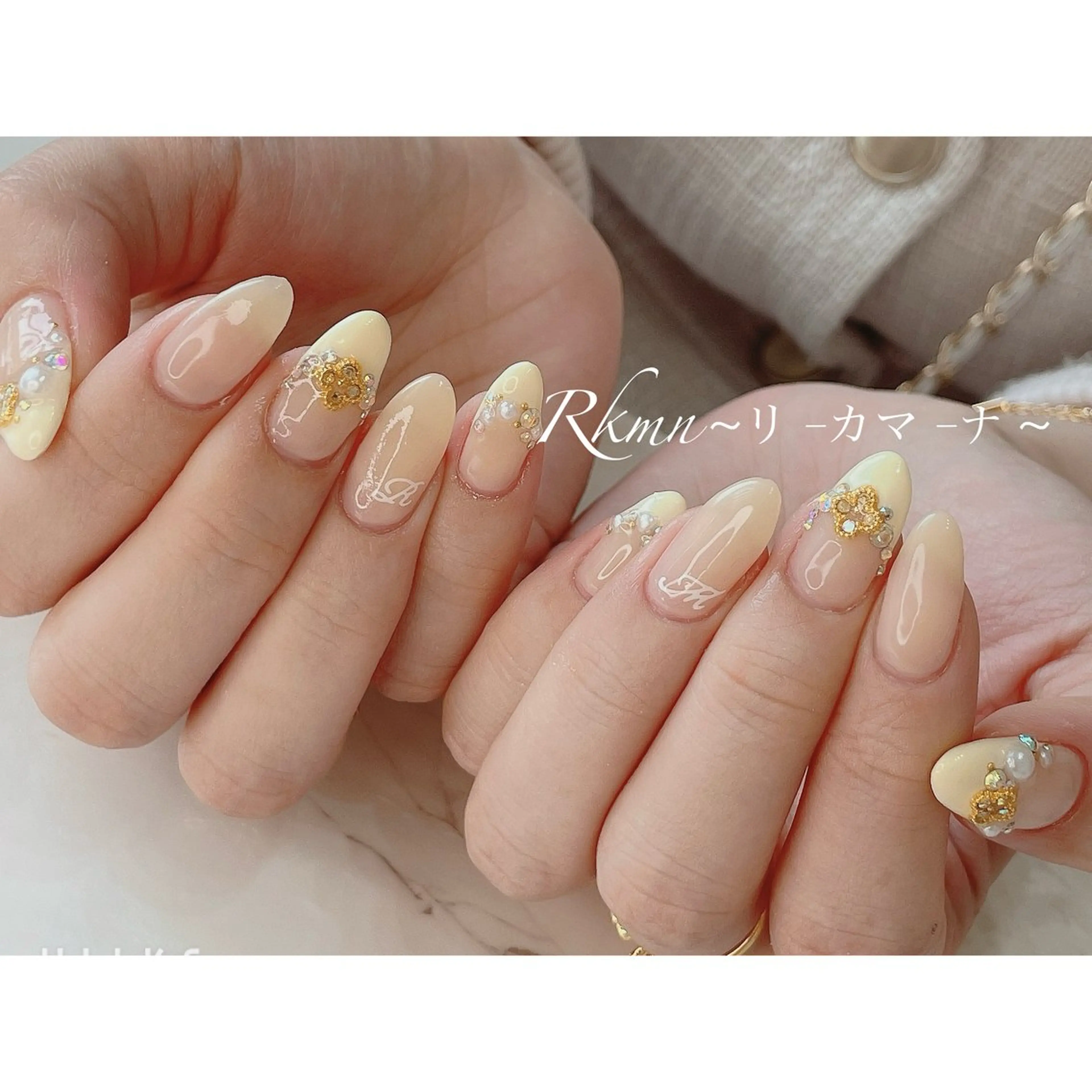 ネイル アートネイル フレンチネイル パステルネイル 春ネイル 黄色 ハンドネイル フットネイル ハンドケア Rkmn ~リ-カマ-ナ~のネイルデザイン