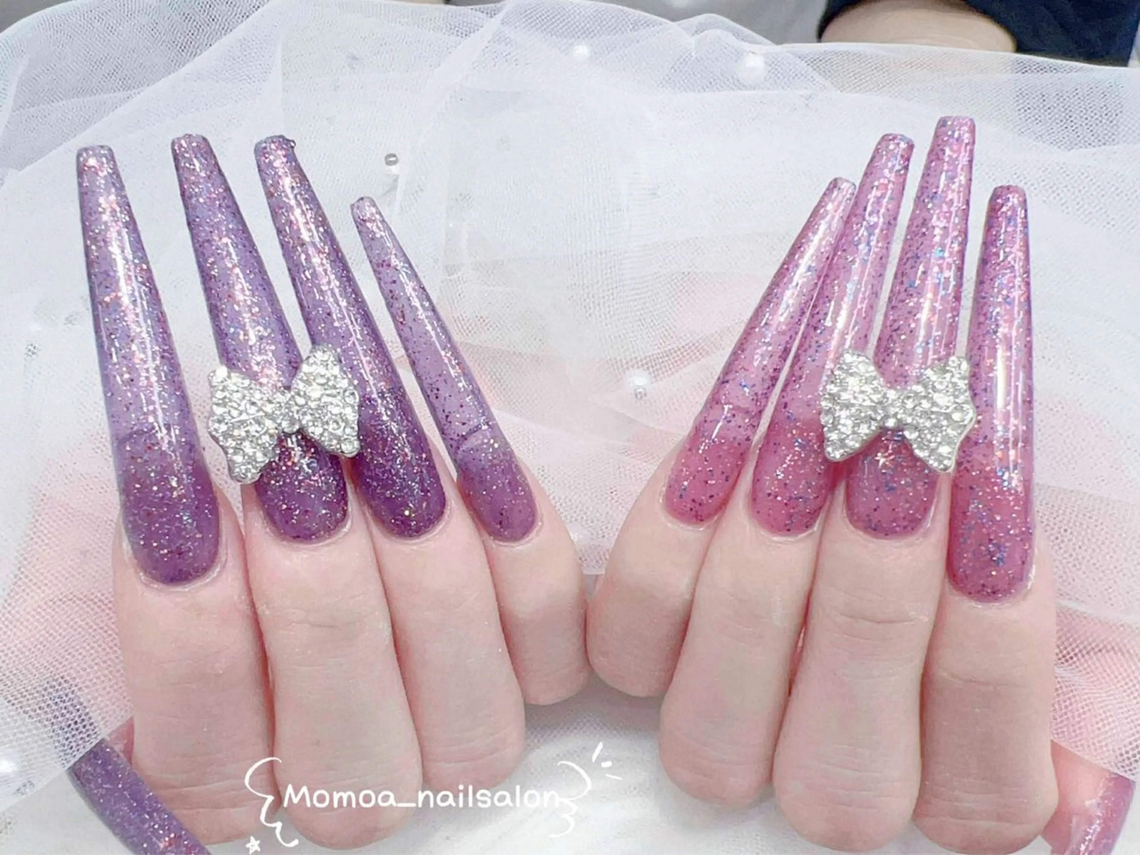 ネイル ハロウィン キラキラネイル 韓国ネイル スカルプネイル ハンドネイル MoMoA Nail ネイル長さ出し専門店のネイルデザイン