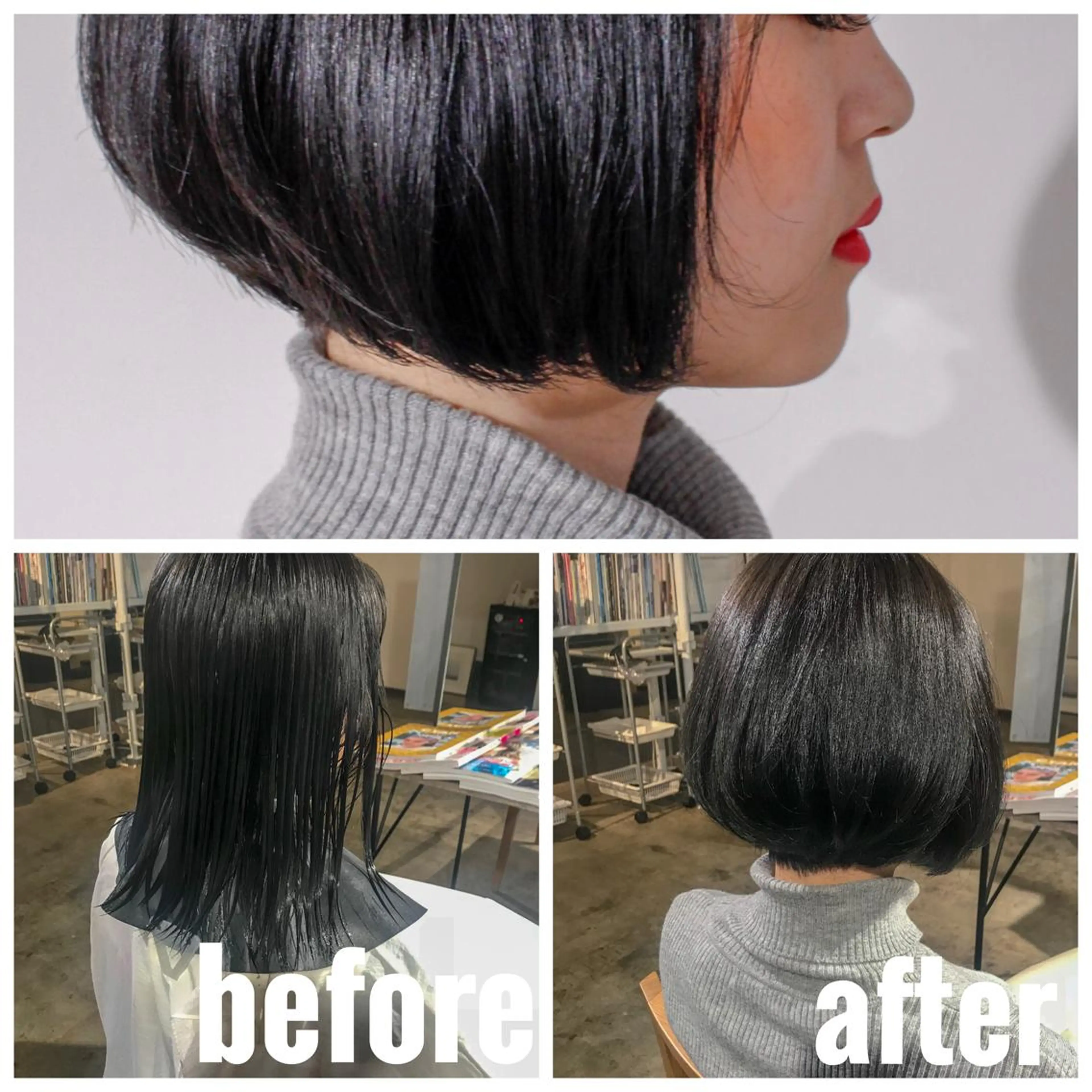 ショート カラー ショートボブ 黒髪 ブルーカラー ボブ ショートヘア BOB🌟ハイトーン /ブリーチ/TAKUのヘアスタイル