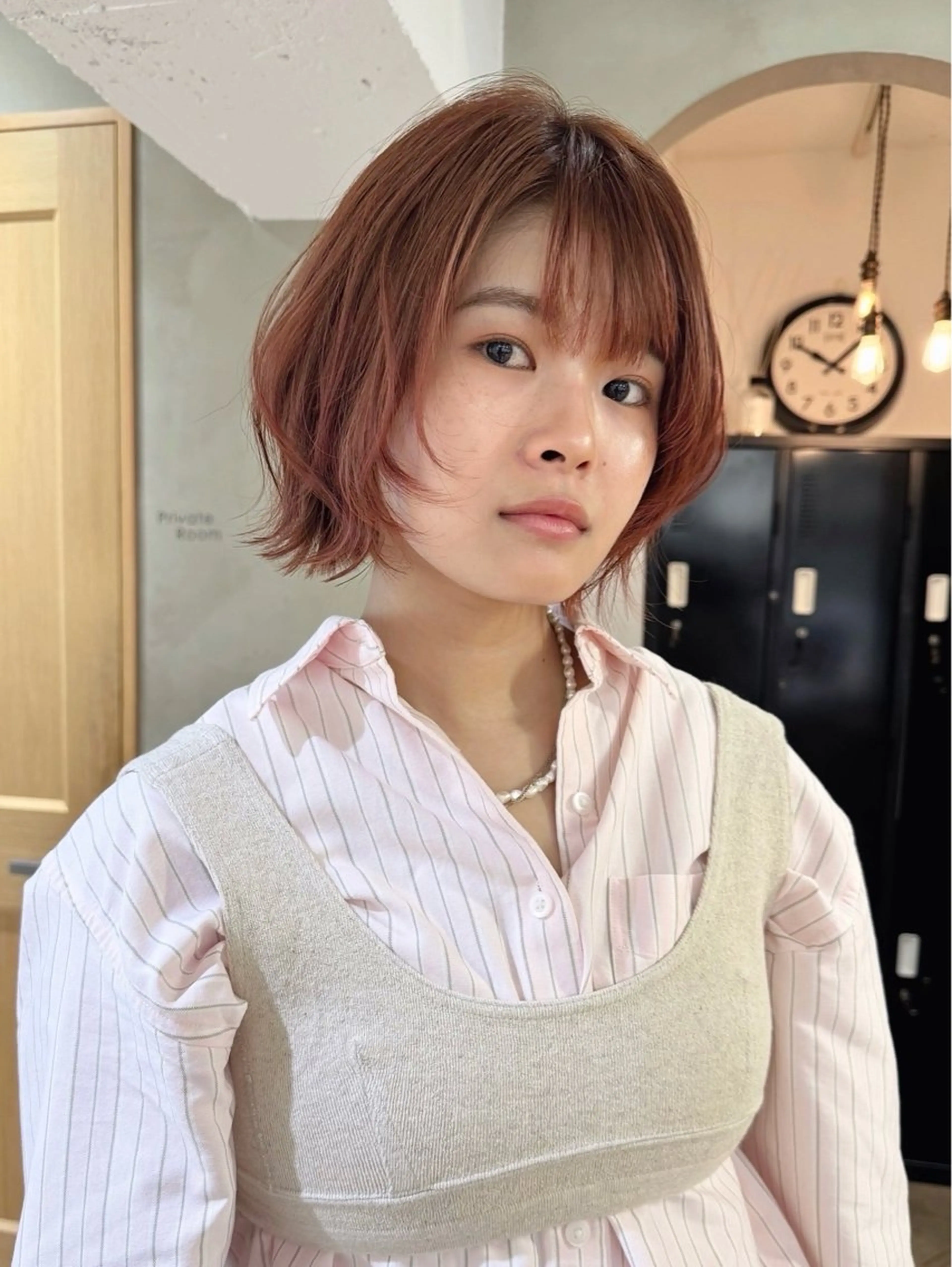 ミディアム カラー ボブレイヤー ボブ 顔まわりレイヤー レイヤーカット カット ヘアカラー トリートメント ボブ/レイヤー 🌟梅田盛一🌟のヘアスタイル