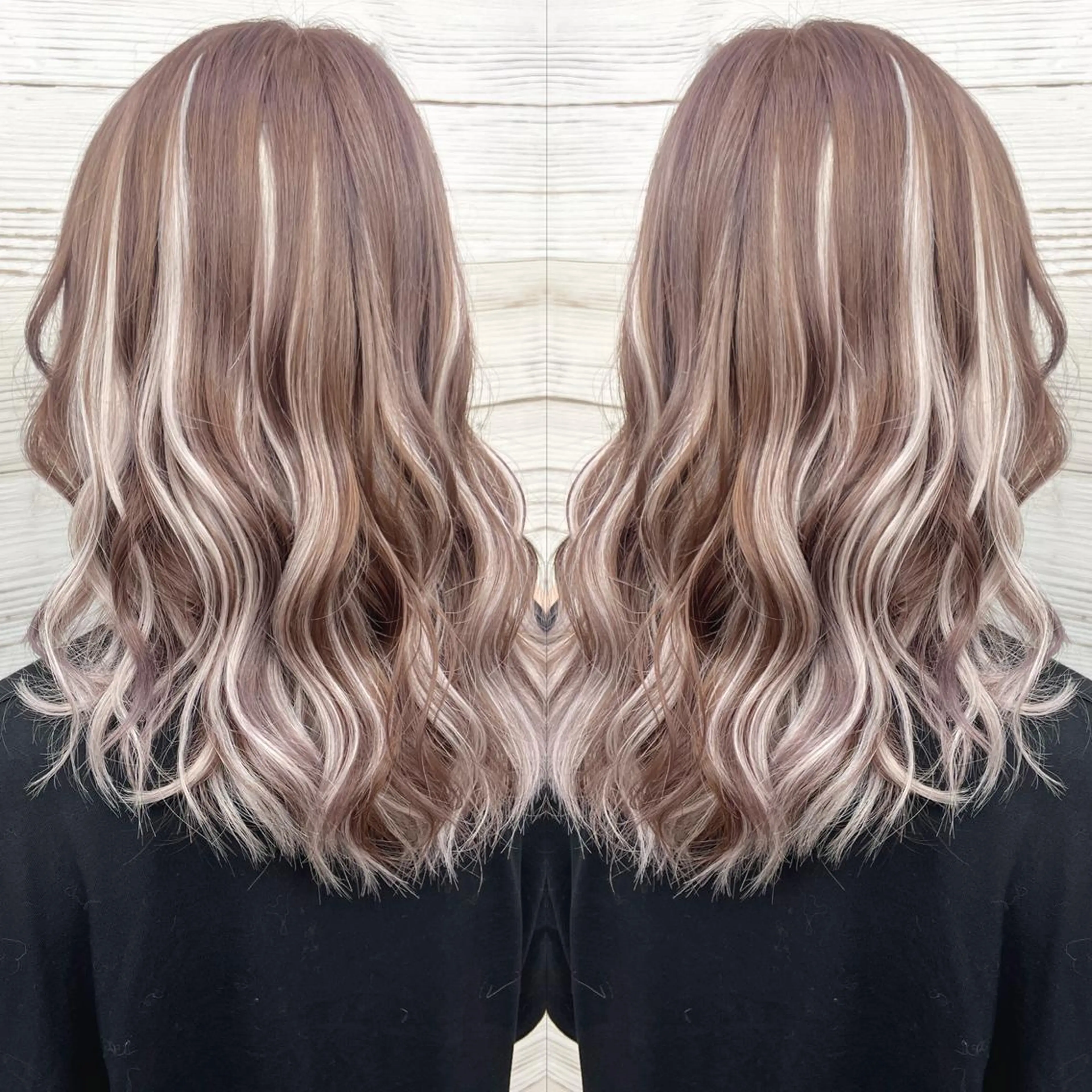 セミロング カラー ヘアアレンジ アッシュ バレイヤージュ 透明感カラー ダブルカラー ホワイトアッシュ ヘアカラー エクステ 枝毛カット＆髪質改善 満足NO.1岡しゃんのヘアスタイル