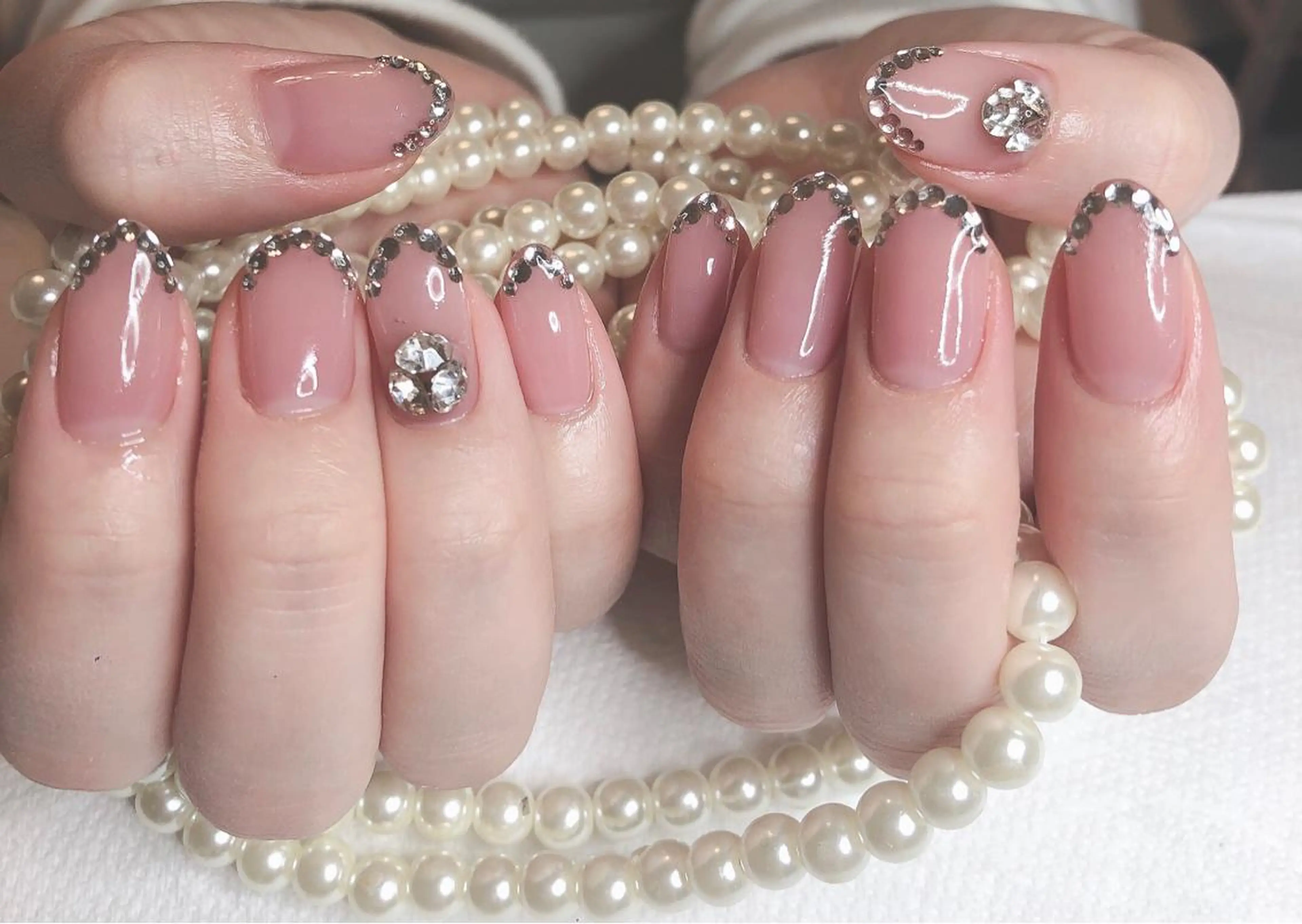 セミロング ネイル ピンク ハンドネイル 長さ出し専門 nynaのネイルデザイン