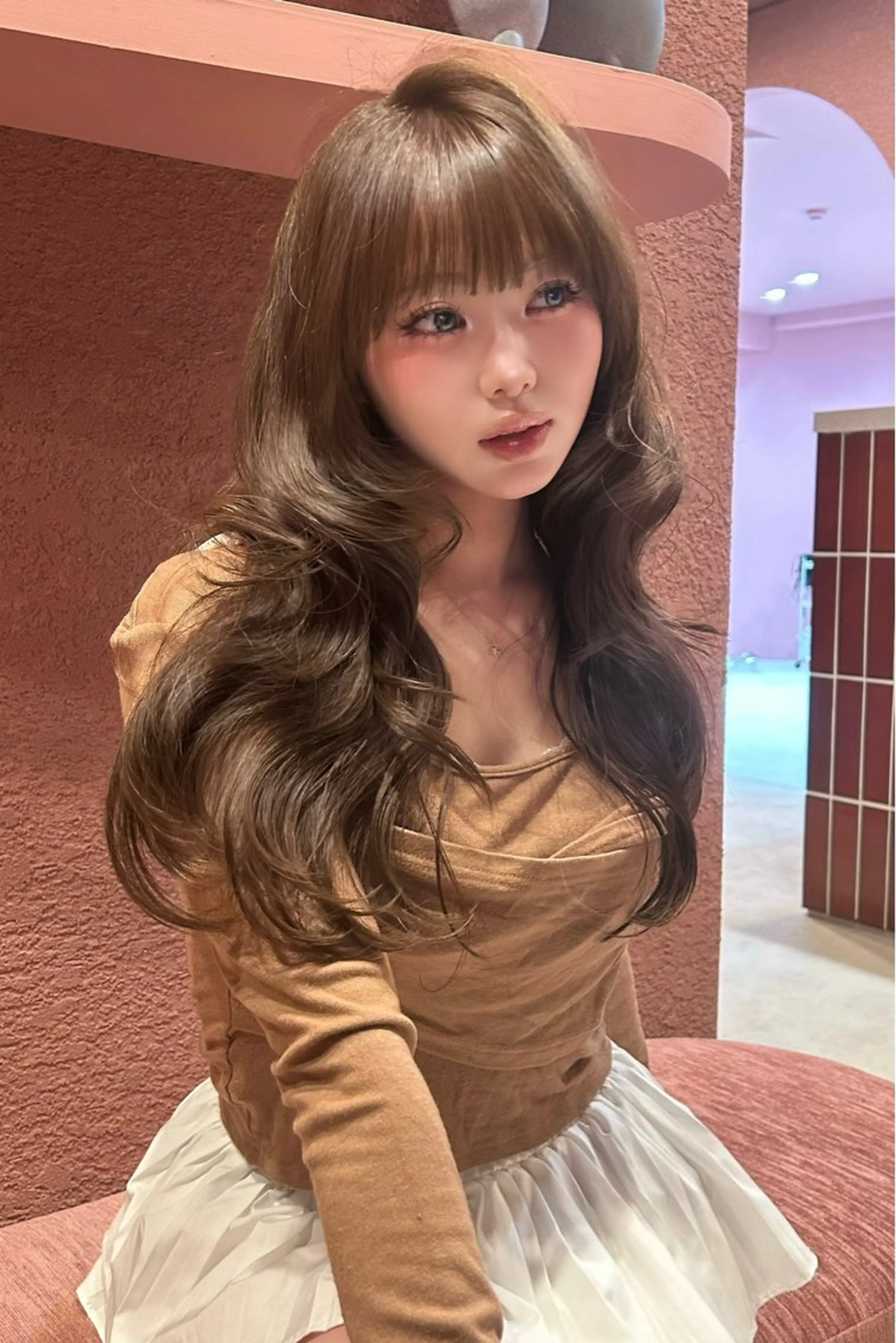 ロング カラー ベージュカラー ブリーチ ダブルカラー ブリーチなしカラー 小顔カット カット ヘアカラー トリートメント 原宿／ワンホンヘア SAAYA🖤のヘアスタイル