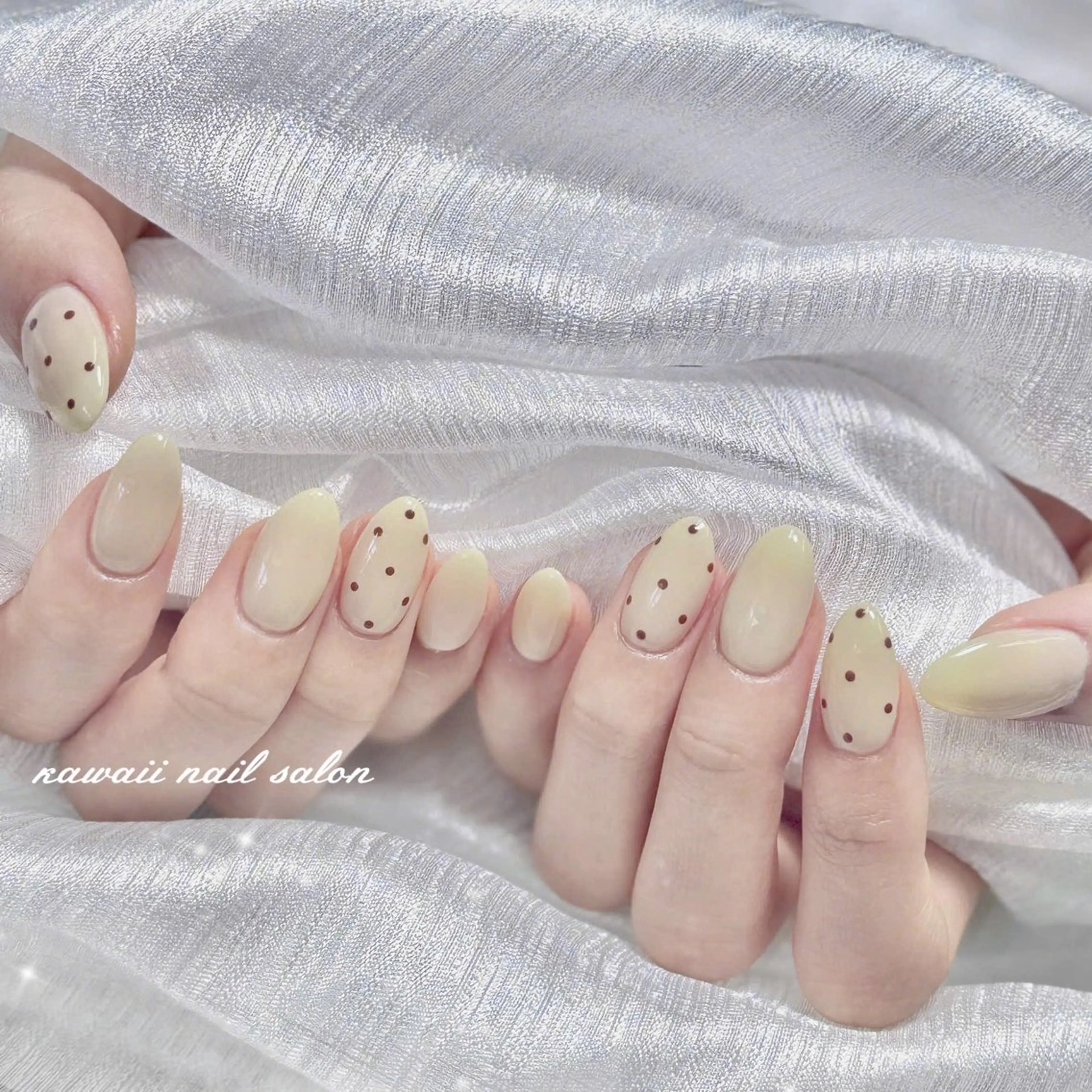 ネイル チークネイル ドット フレンチネイル 韓国ネイル レース Kawaii _Nailのネイルデザイン