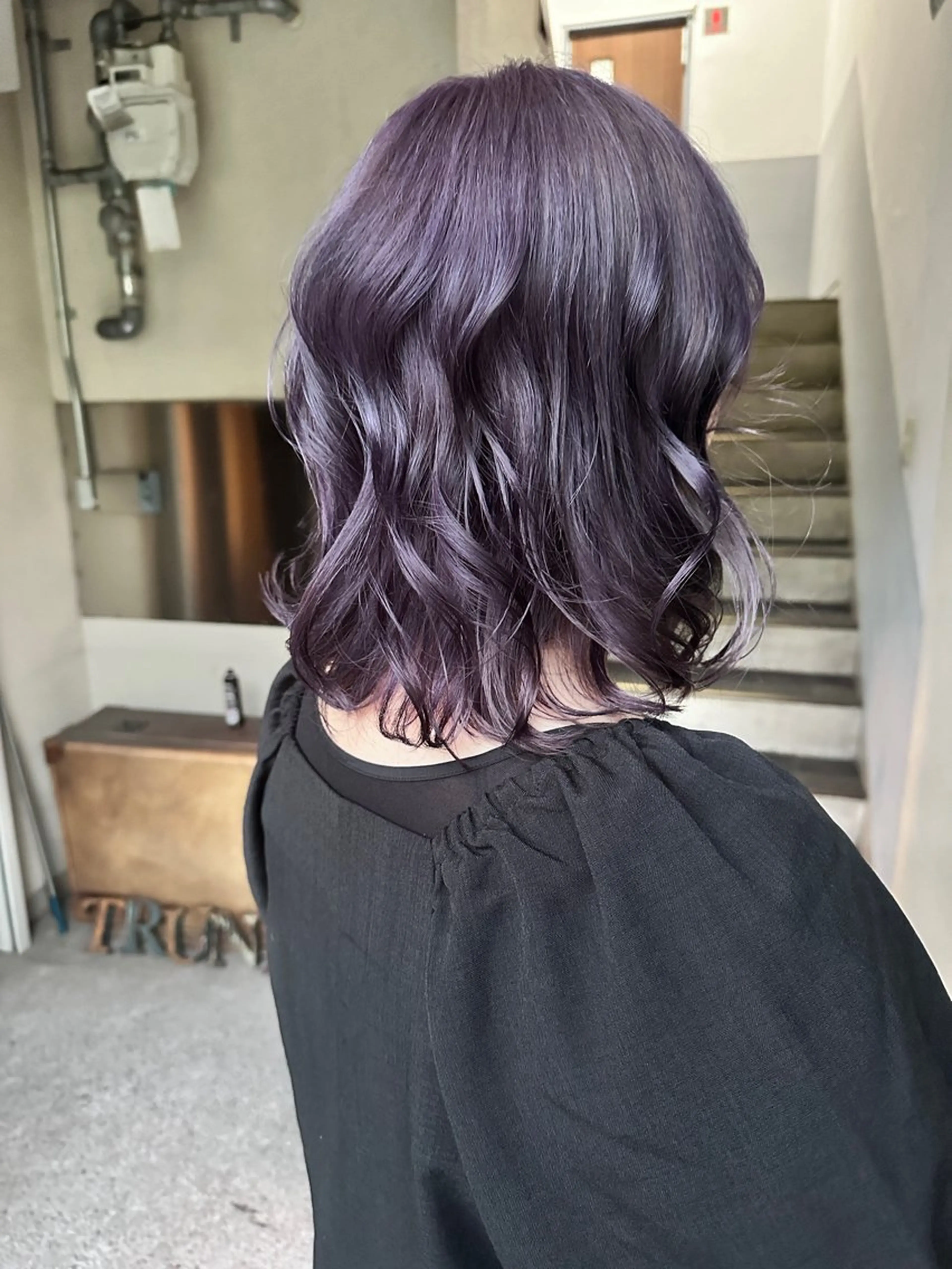 ロング カラー ブリーチ 透明感カラー オレンジ パープルカラー ヘアカラー トリートメント 森岡 紗羽のヘアスタイル