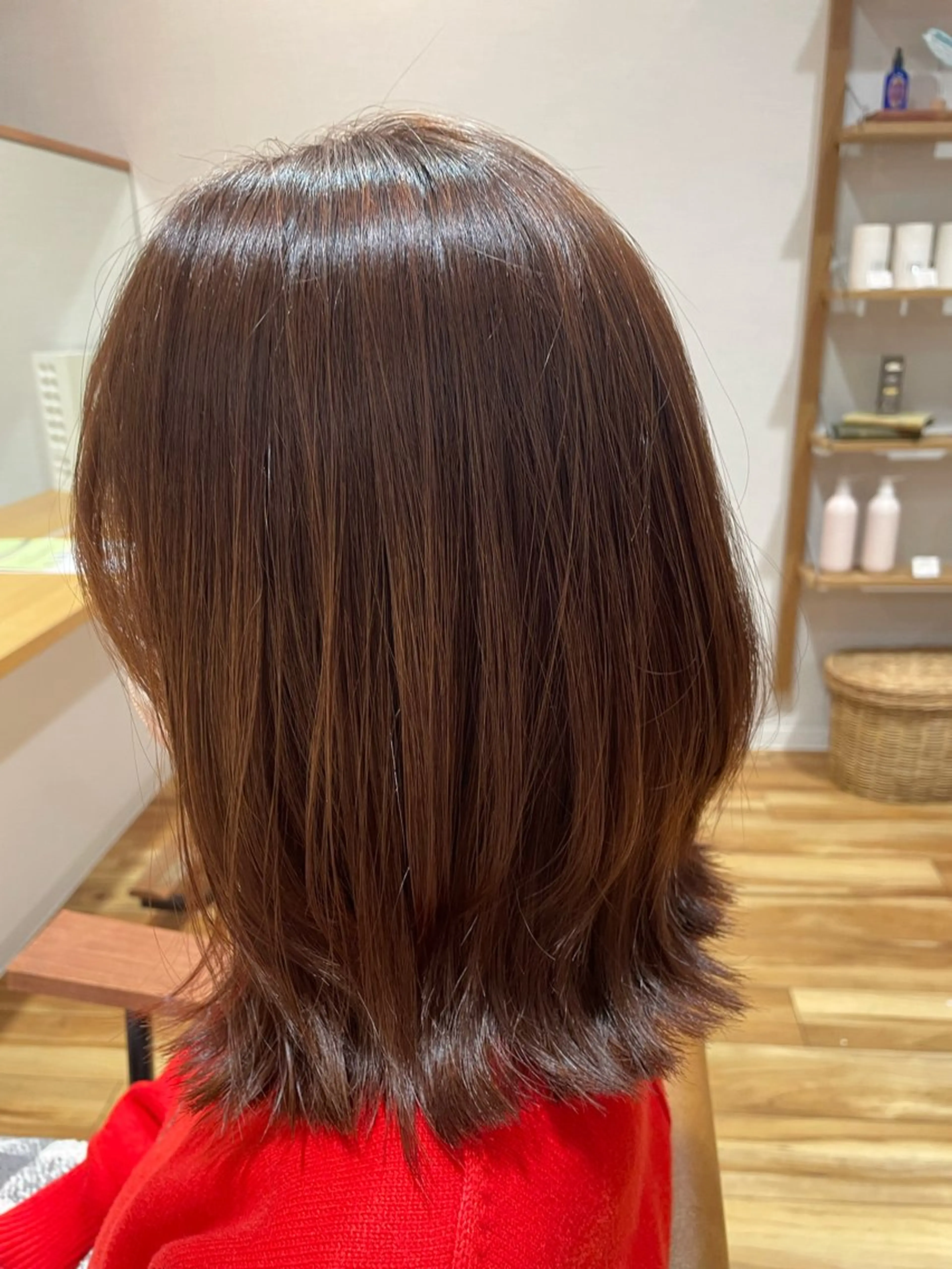 ミディアム カラー カット ヘアカラー トリートメント すやま もえのヘアスタイル