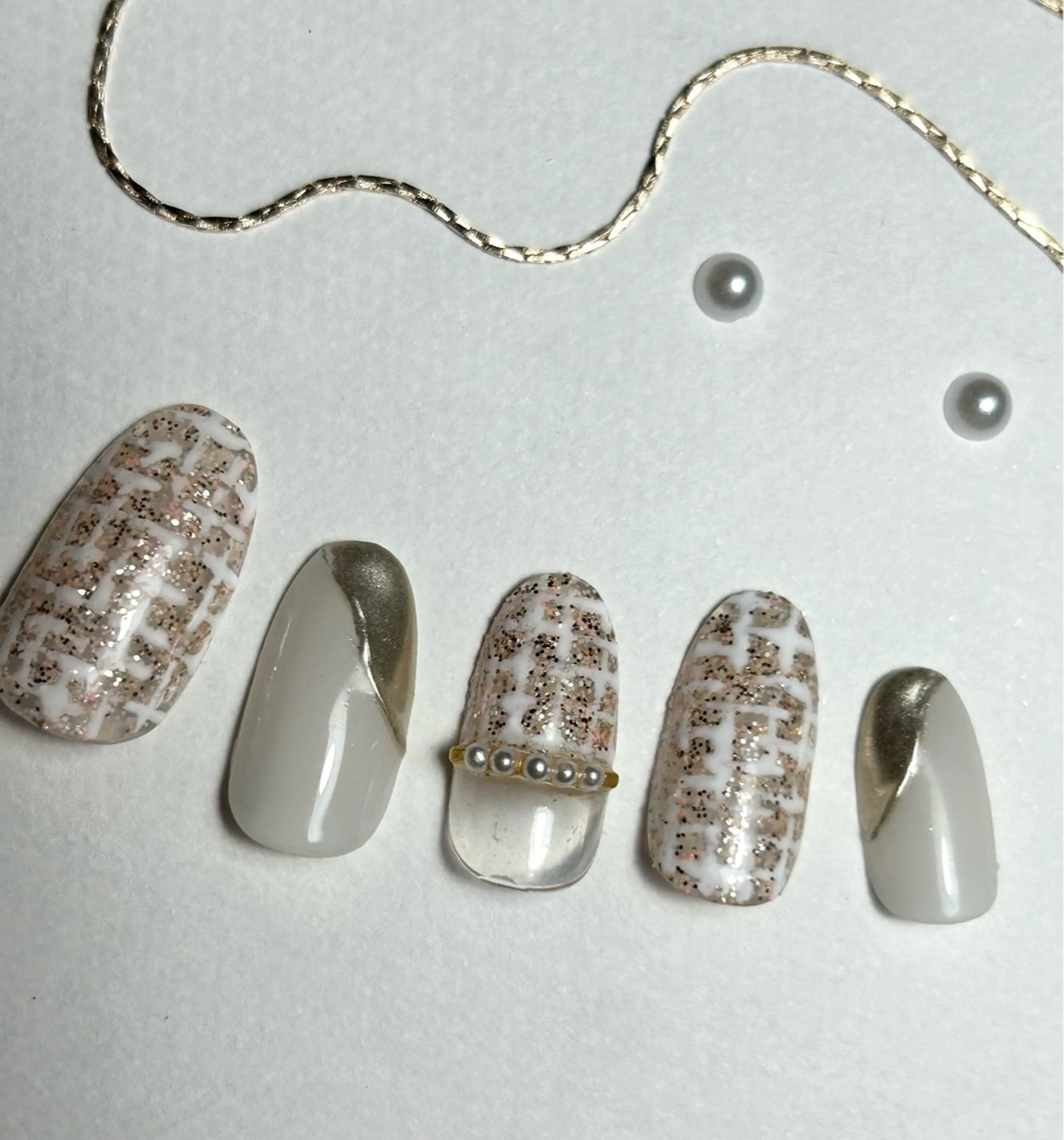 ネイル ピンク 春ネイル ツイードネイル ハンドネイル le_rire _nailのネイルデザイン