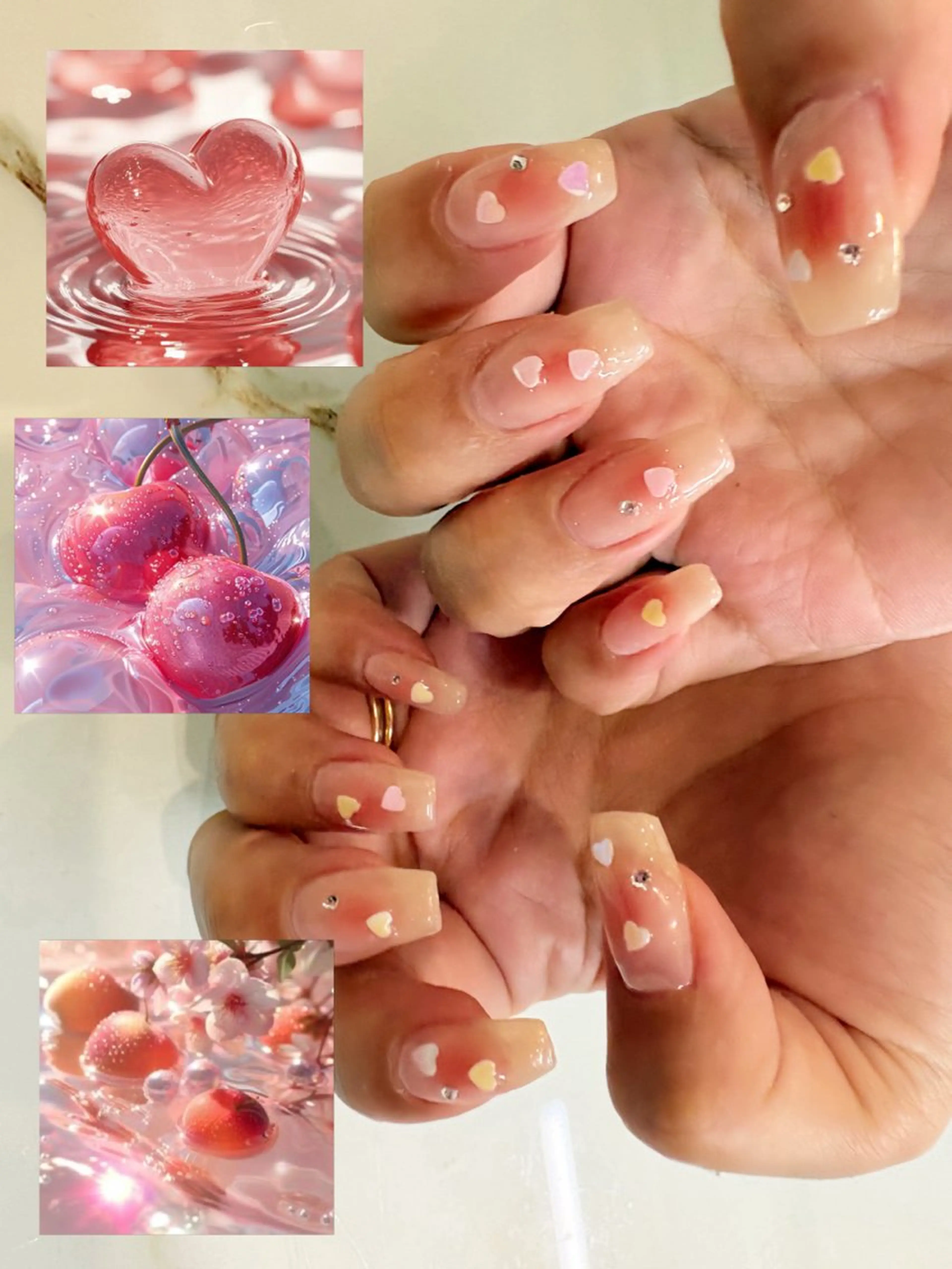 ネイル チークネイル ハート オレンジ ハンドネイル 🤫噂のネイリスト Miyuuのネイルデザイン
