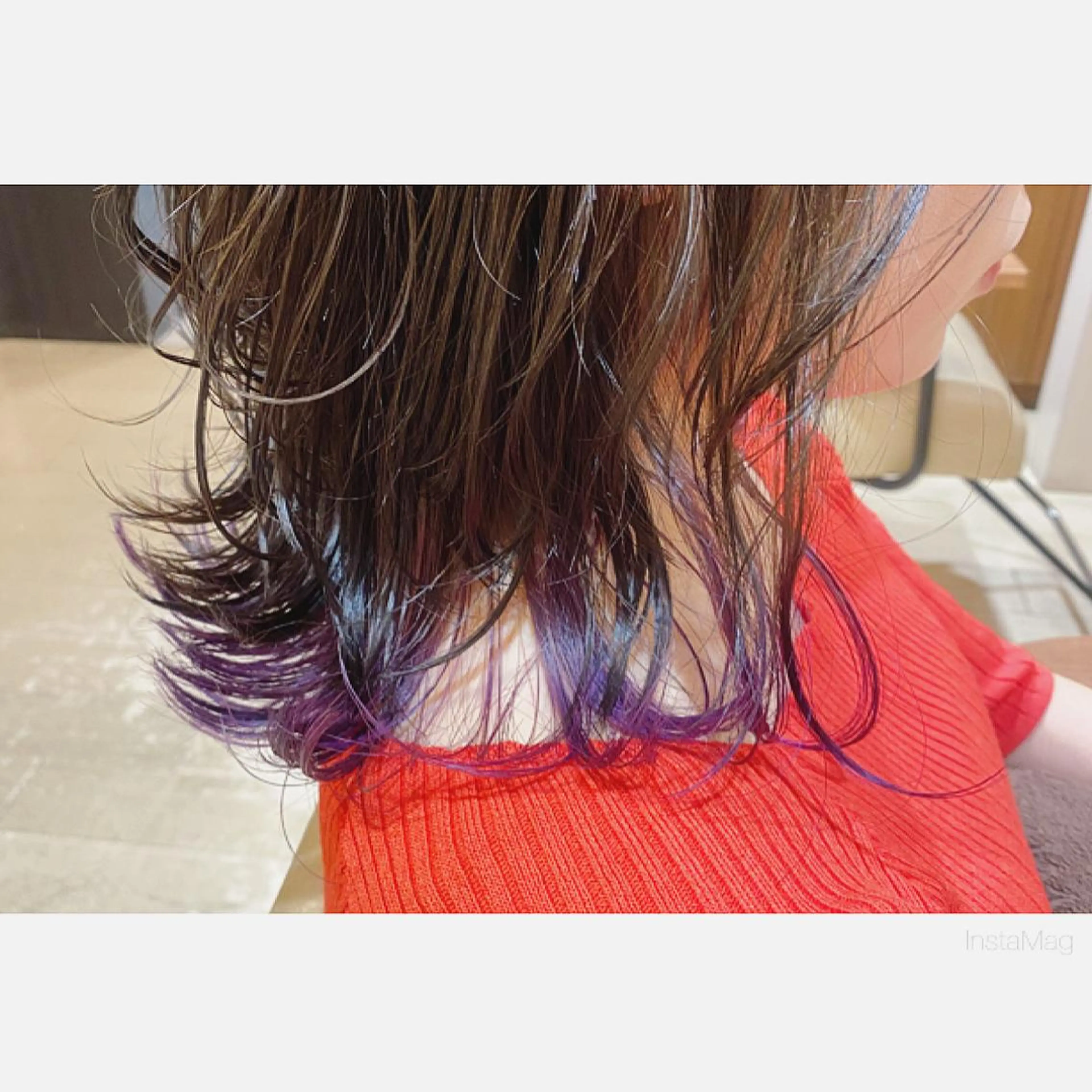 ミディアム カラー パープルカラー カット ヘアカラー 岩間 香純のヘアスタイル