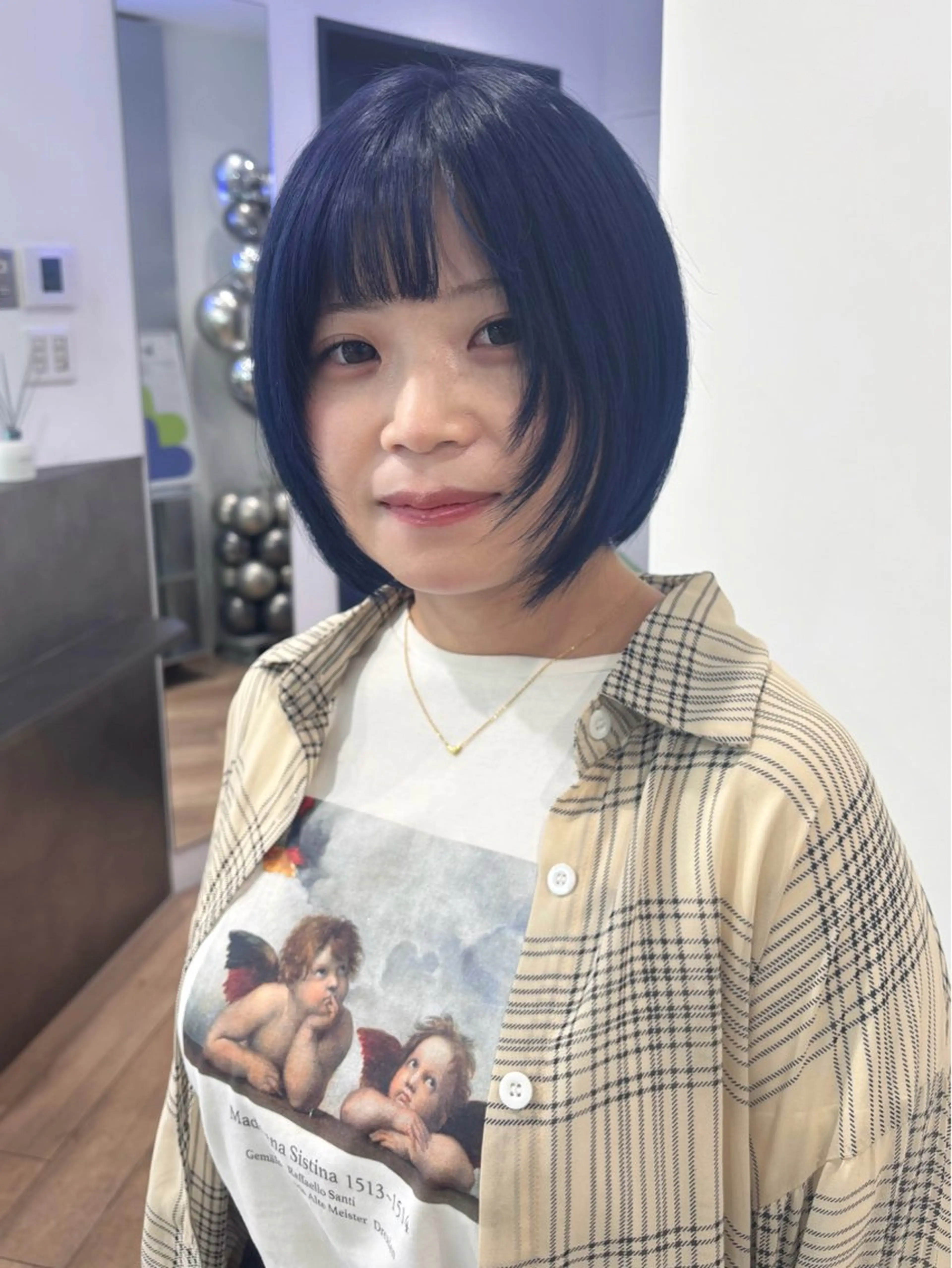 ミディアム カラー ネイビーカラー ヘアカラー 【ハイトーンカラー】 mizukiのヘアスタイル