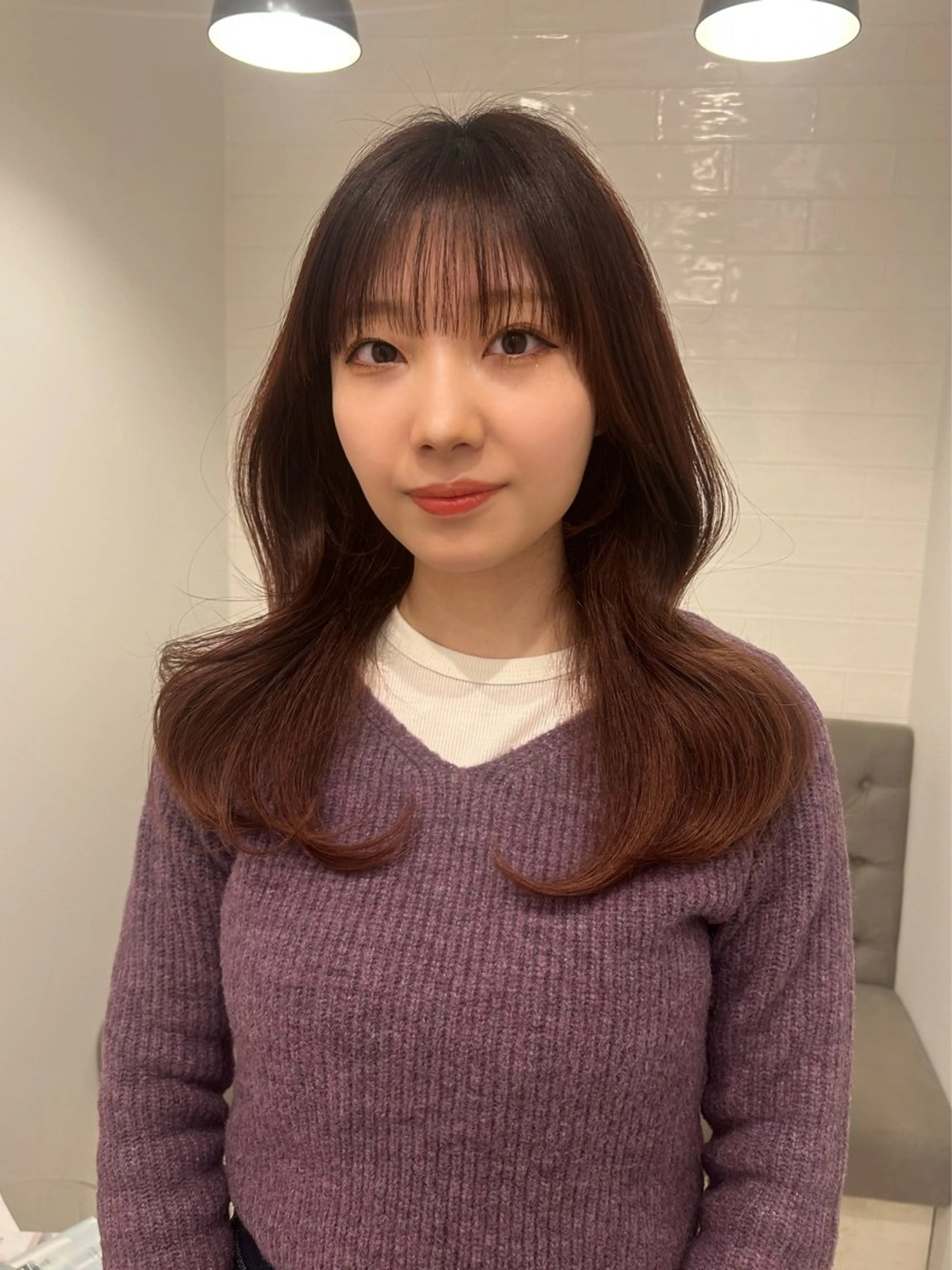 セミロング レイヤーカット カット ヘアカラー トリートメント レイヤーカット/長岡 グレージュ/マユ🎀のヘアスタイル