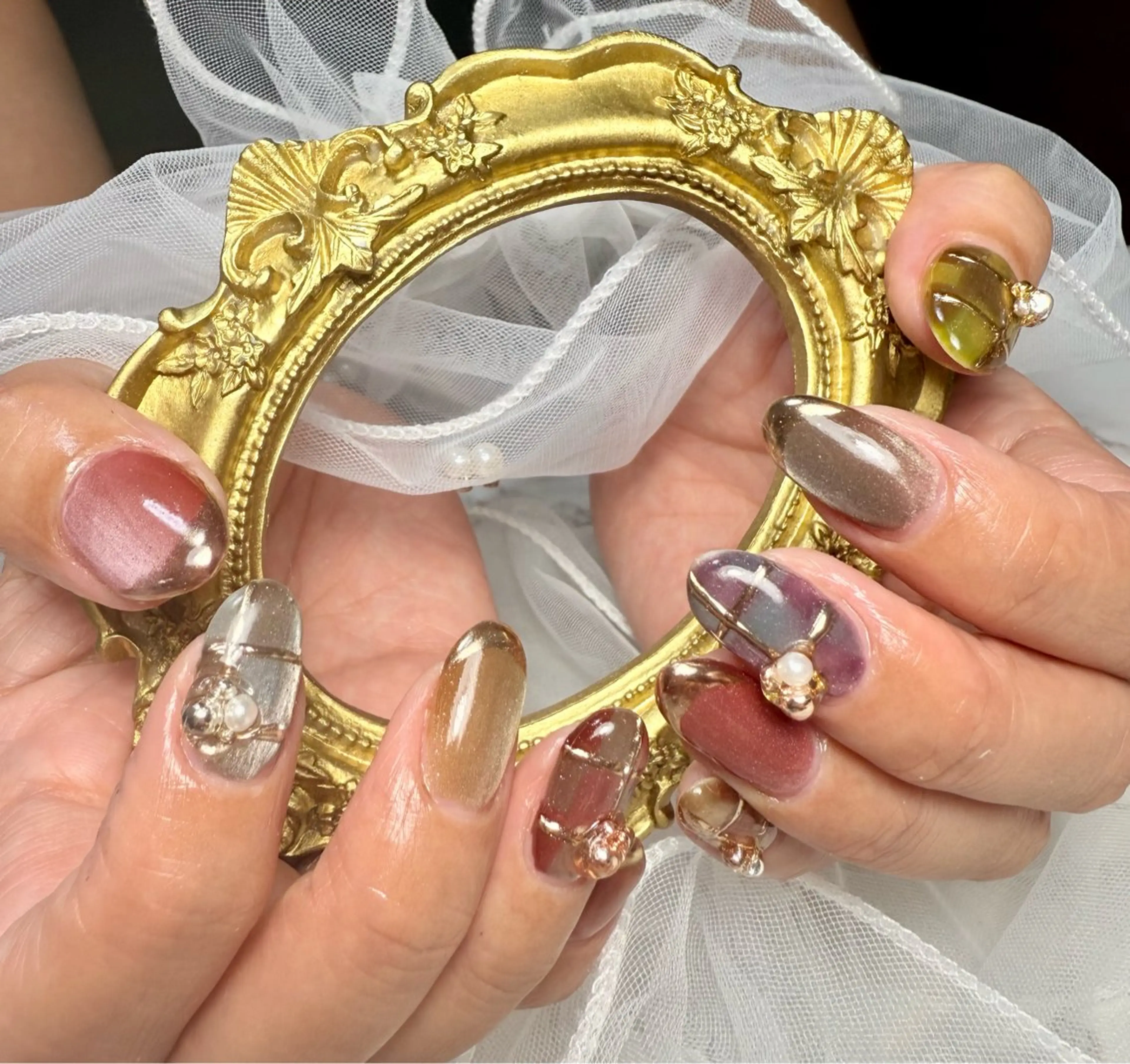 ネイル アートネイル チークネイル フレンチネイル ガラスフレンチ 氷ネイル・うるうるネイル M.N_ nailのネイルデザイン