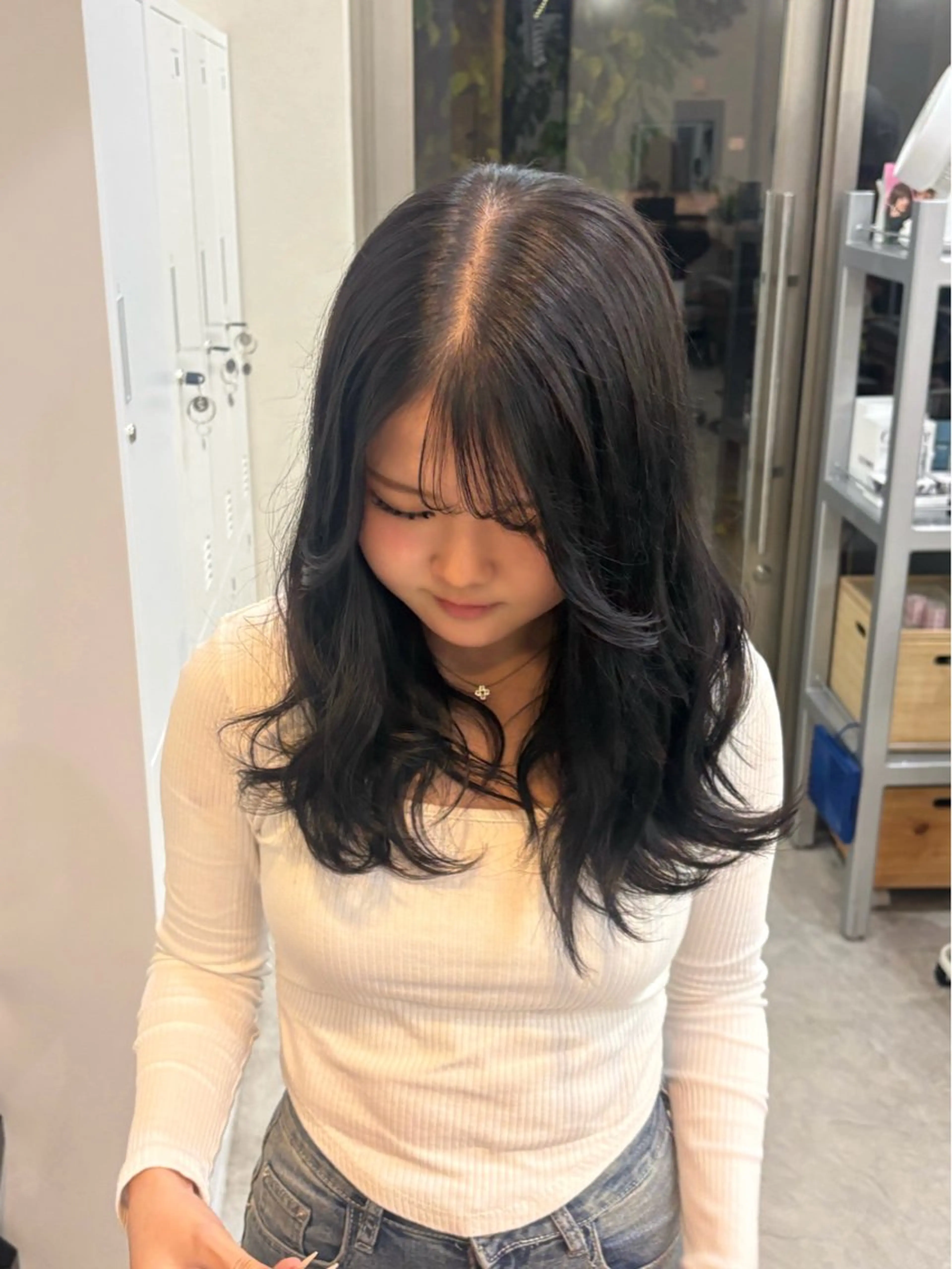 ロング カット ヘアカラー トリートメント MIDORI🎀 透明感/ベージュのヘアスタイル