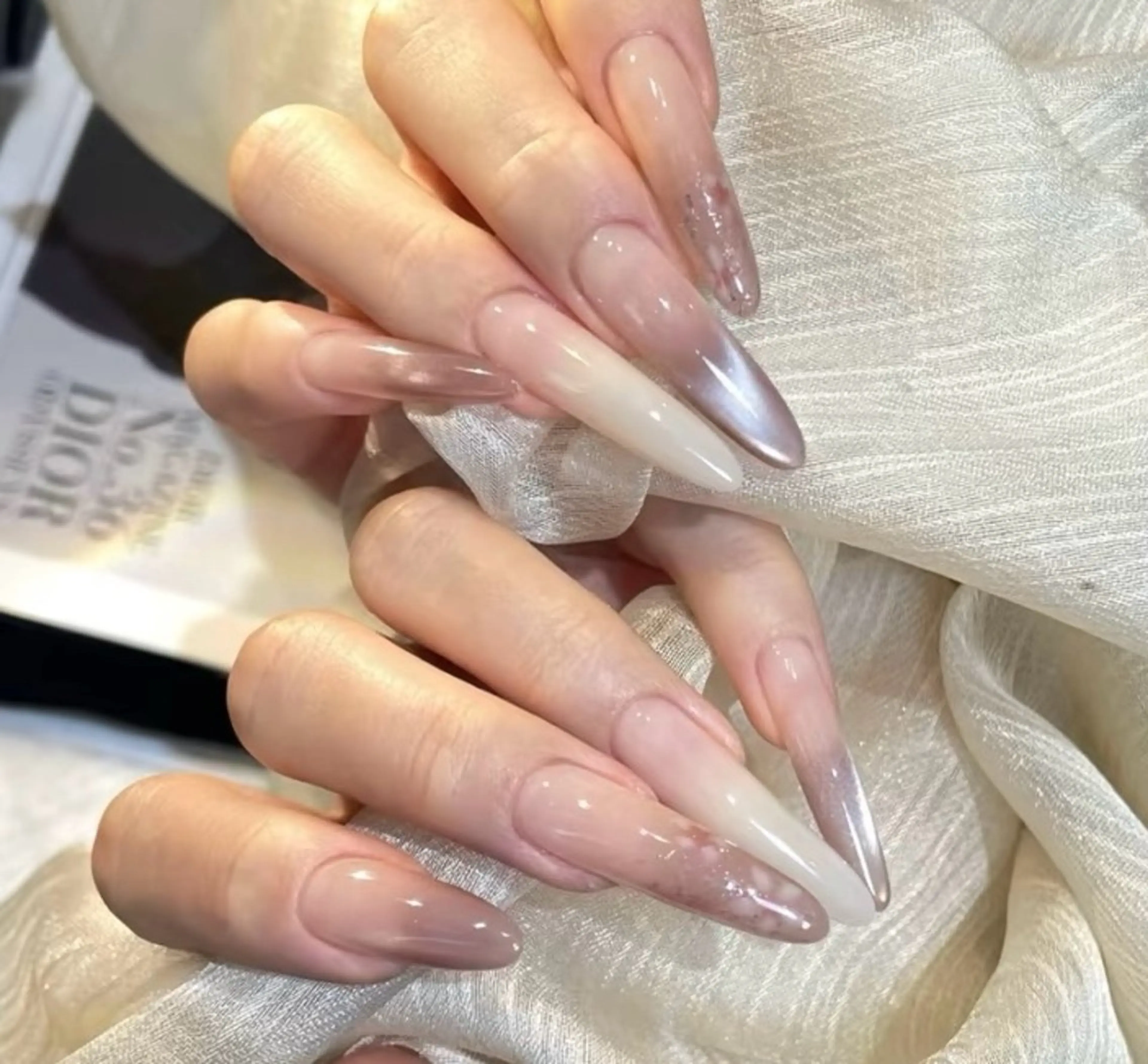 ネイル チークネイル 長さ出し フレンチネイル ガーリー 韓国ネイル sun nail池袋 モデル募集のネイルデザイン