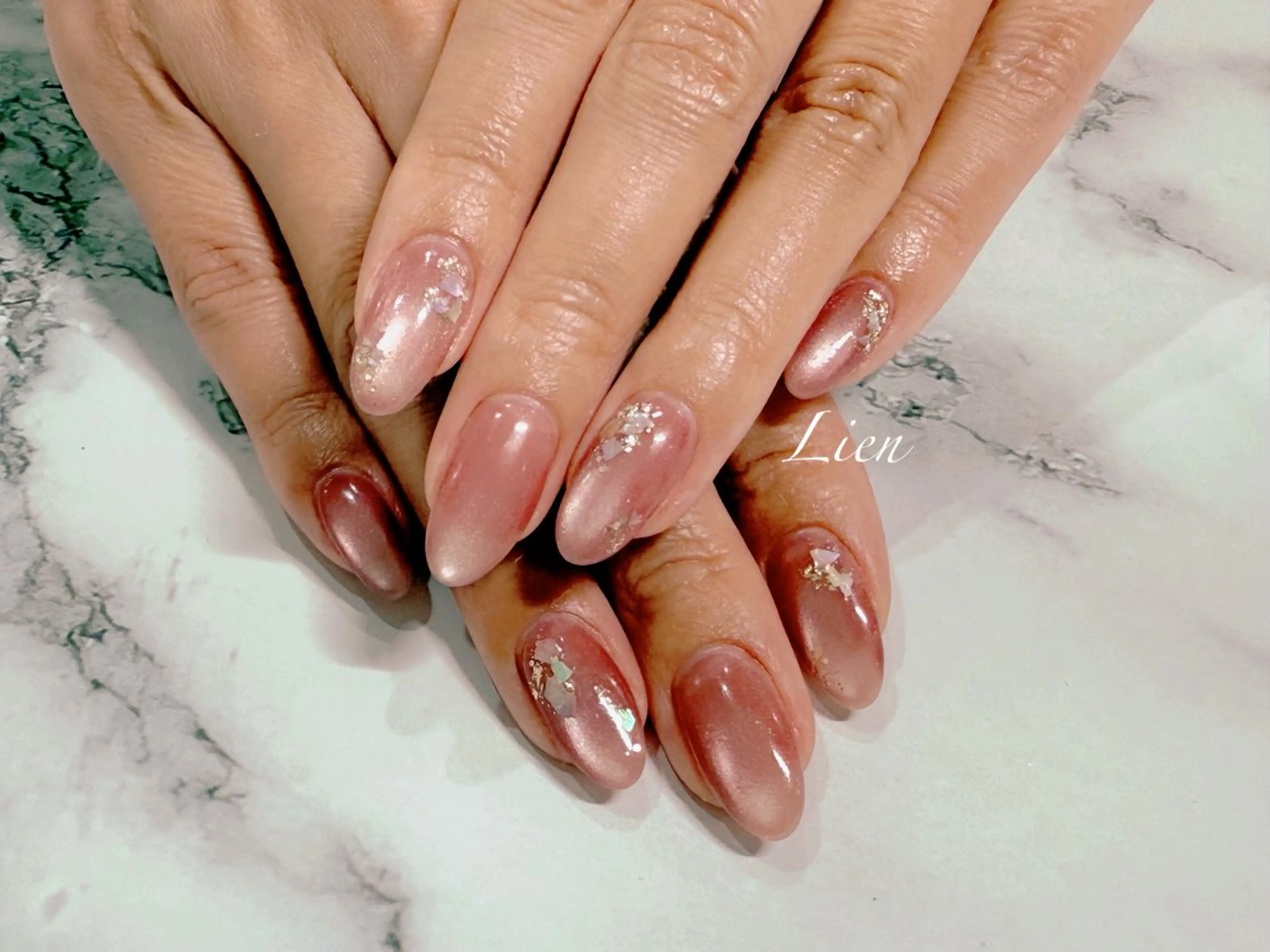ネイル 長さ出し フットネイル フレンチネイル ジェルネイル ガラスフレンチ ハンドネイル Lien（リアン） 銀座駅6分のネイルデザイン