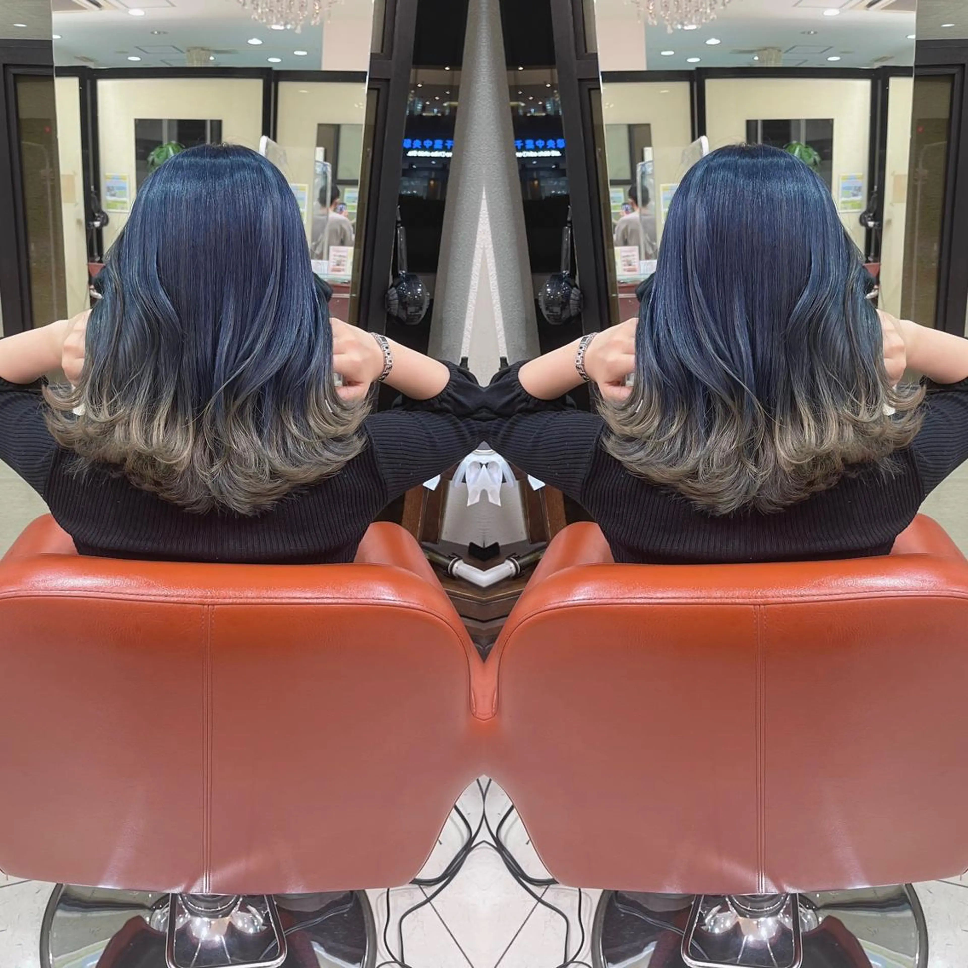 セミロング カット ヘアカラー Y Uのヘアスタイル