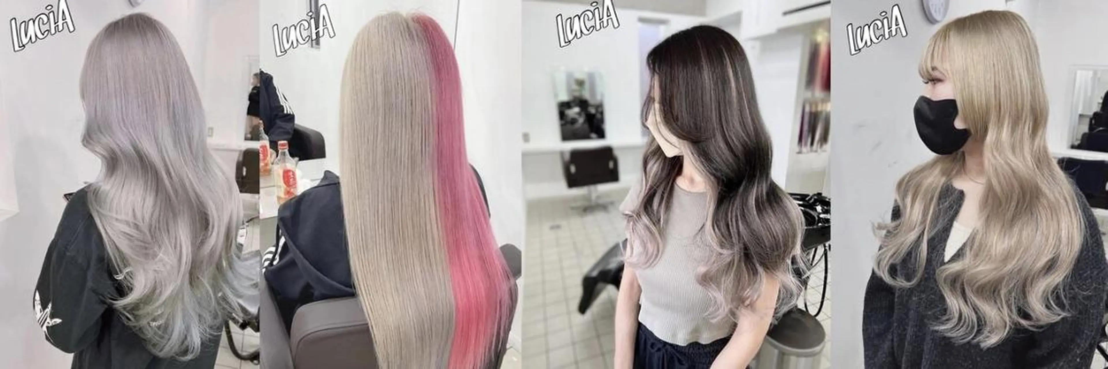 カラー ヘアアレンジ ロング シールエクステ アディクシーカラー バレイヤージュ ブリーチ ケアブリーチ エクステ LuciAのヘアスタイル