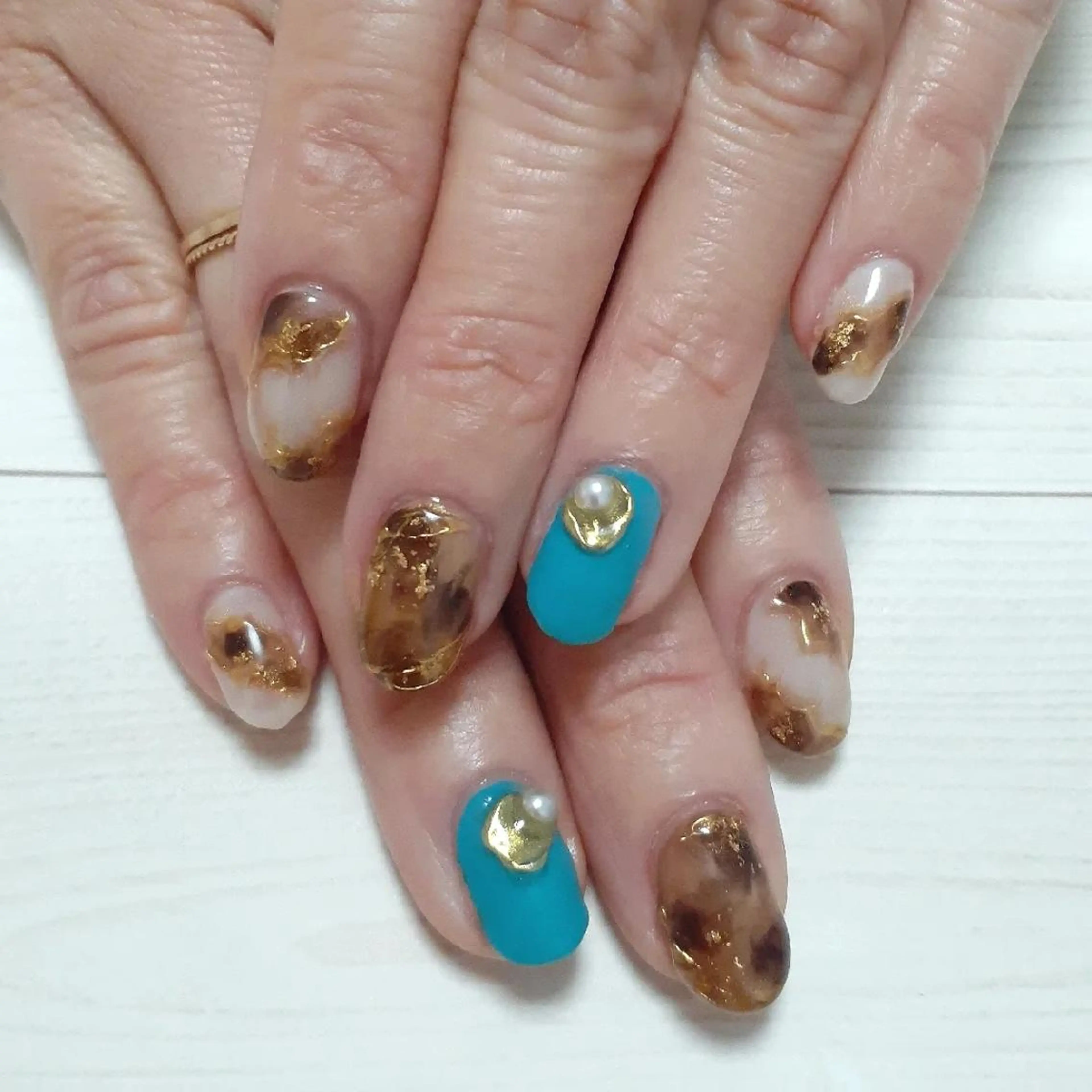 ネイル ブルー マットネイル ハンドネイル 池元 真由美のネイルデザイン