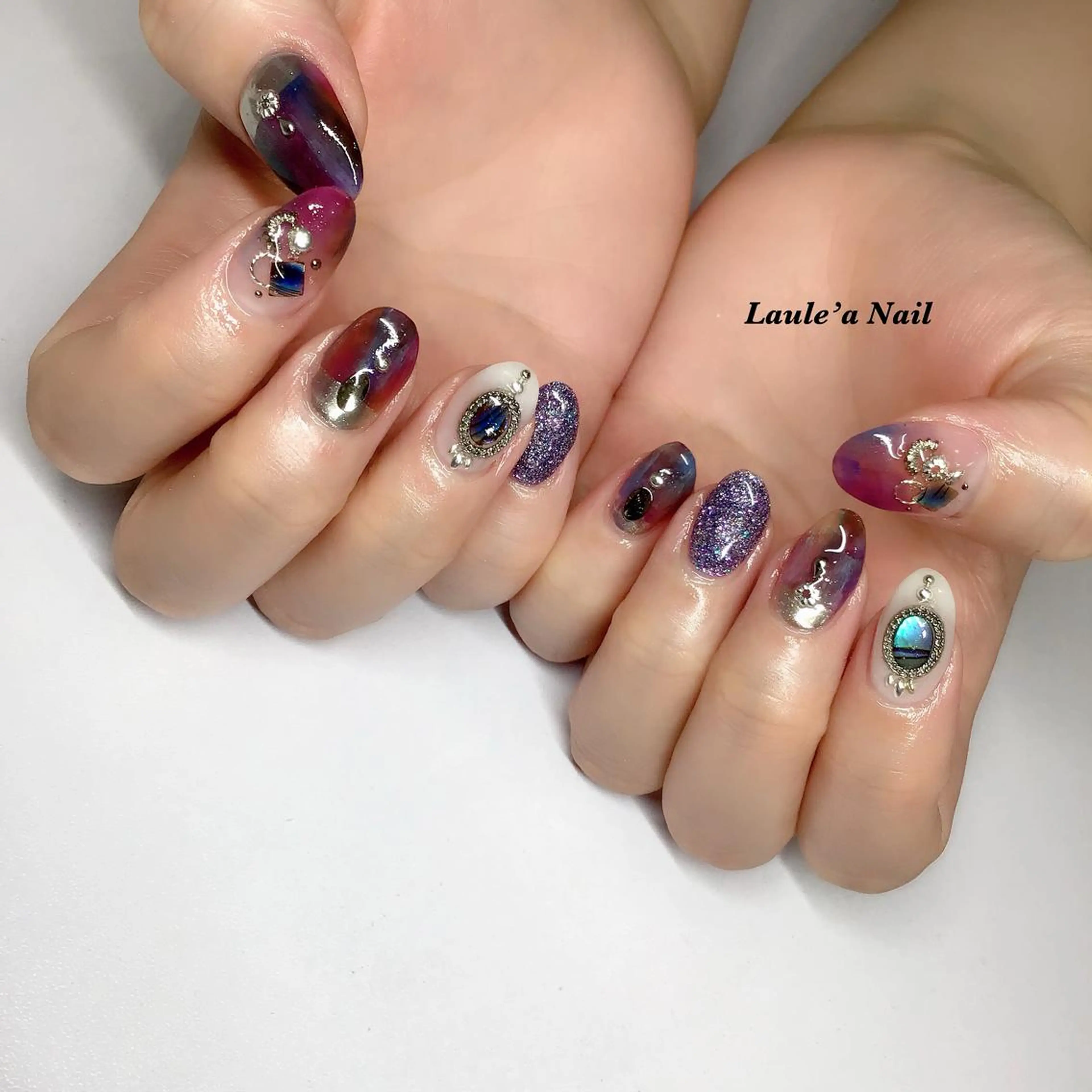 ロング カラー ネイル マツエク・マツパ 福田 加奈のネイルデザイン