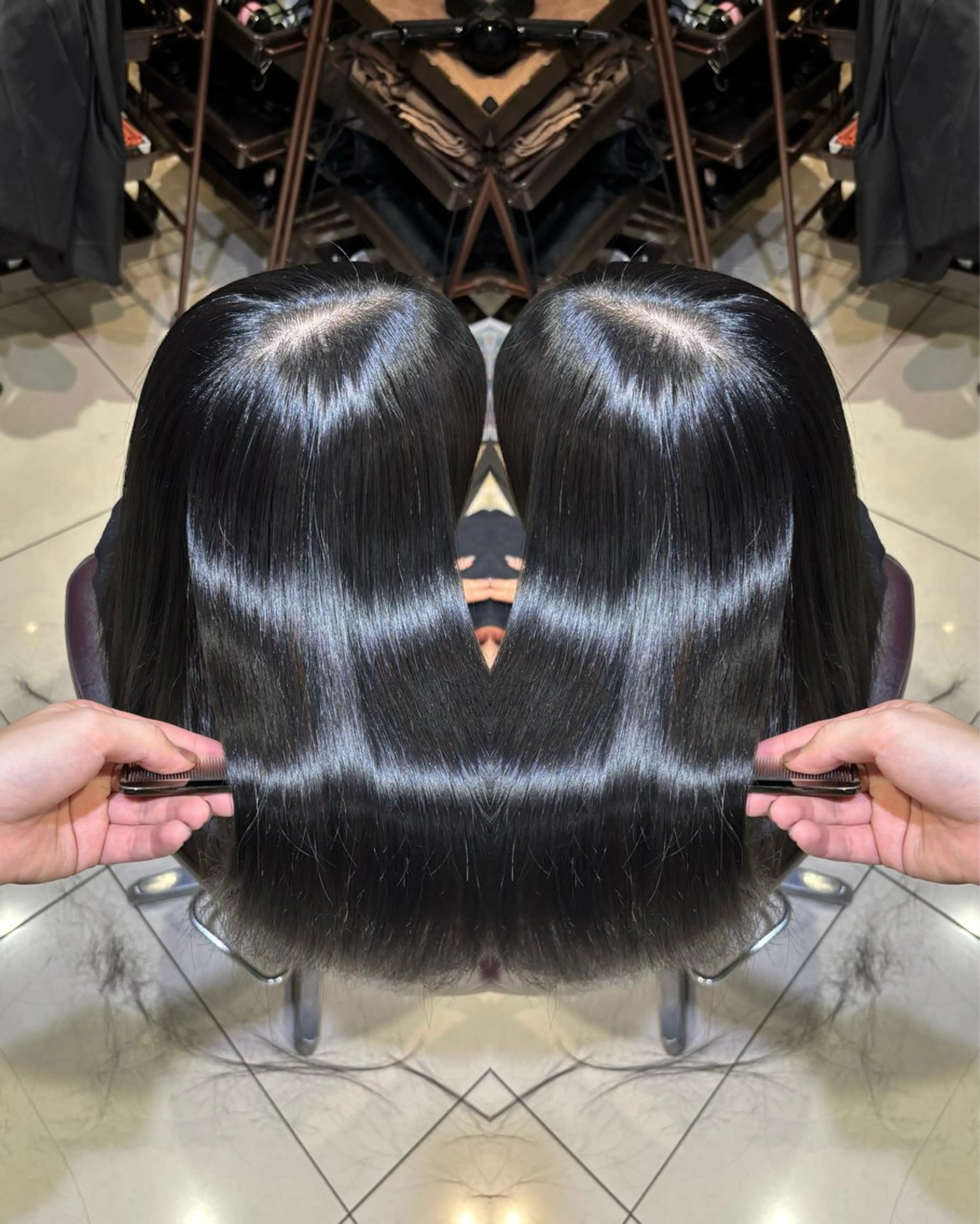 ロング カラー カット ヘアカラー 縮毛矯正 トリートメント 🩵レイヤー✖︎ 髪質改善🩵リョウヤのヘアスタイル