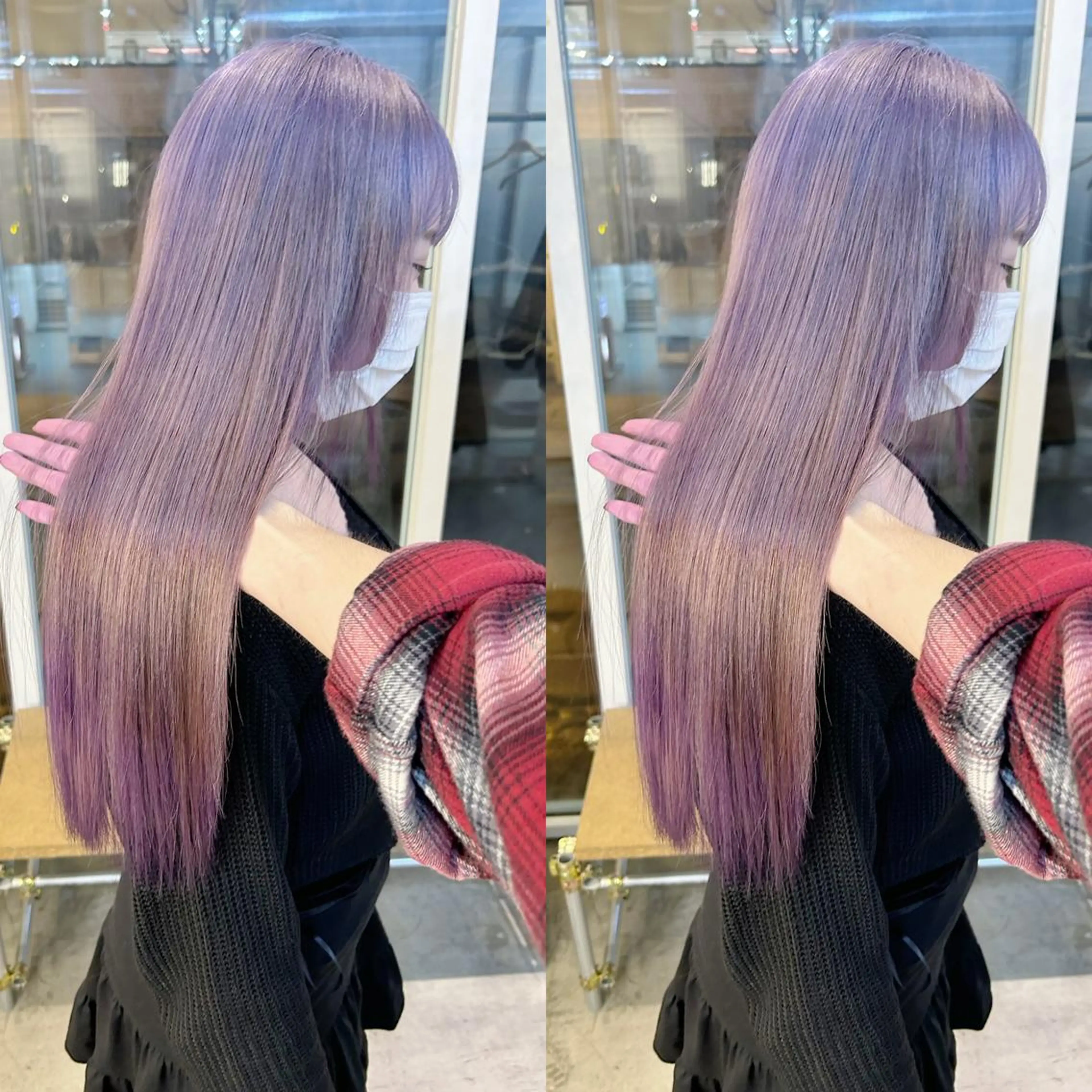 ロング カラー ヘアカラー トリートメント yoriダブルカラー 代表すがわらのヘアスタイル