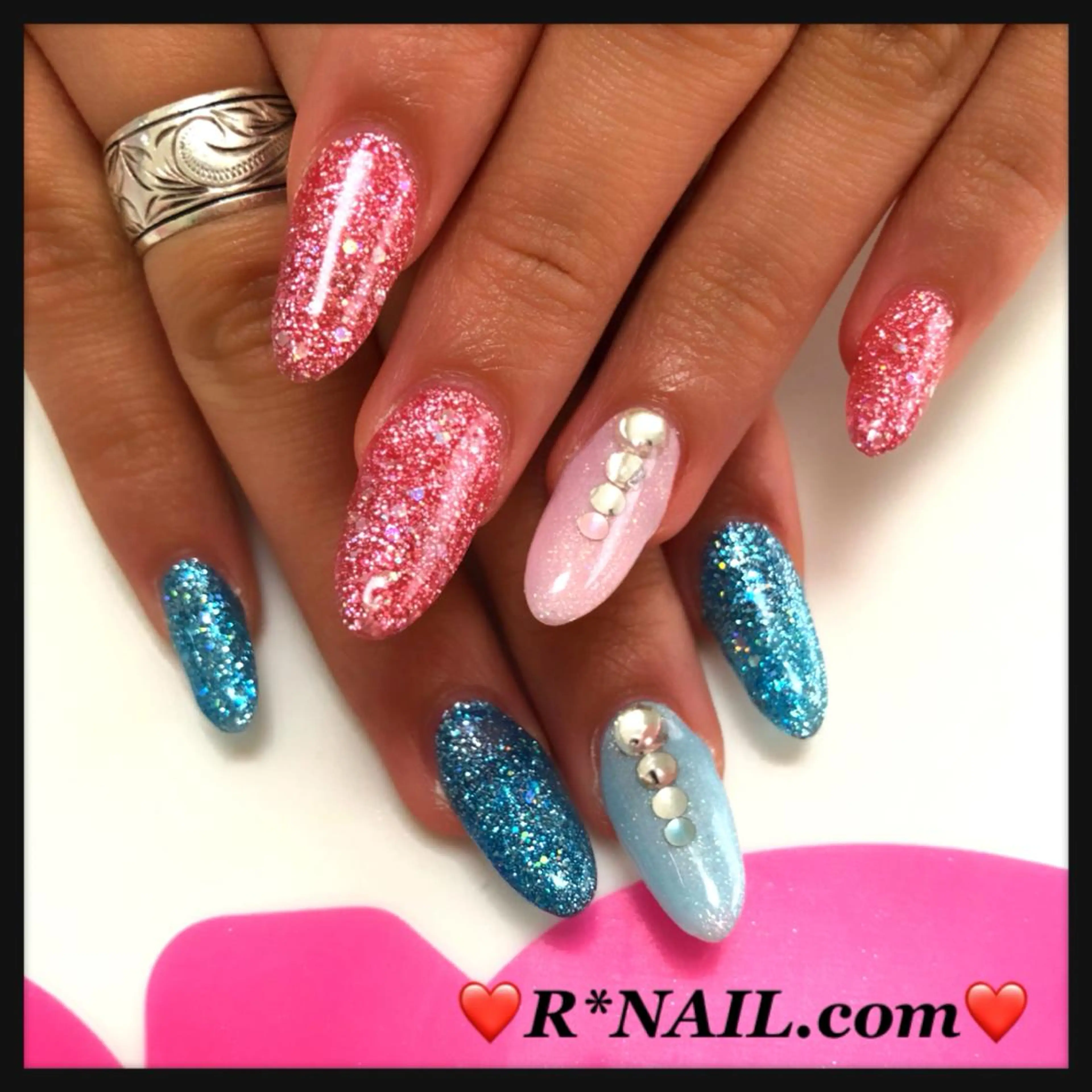 ネイル 長さ出し ストーンネイル ハンドネイル R*NAIL .comのネイルデザイン