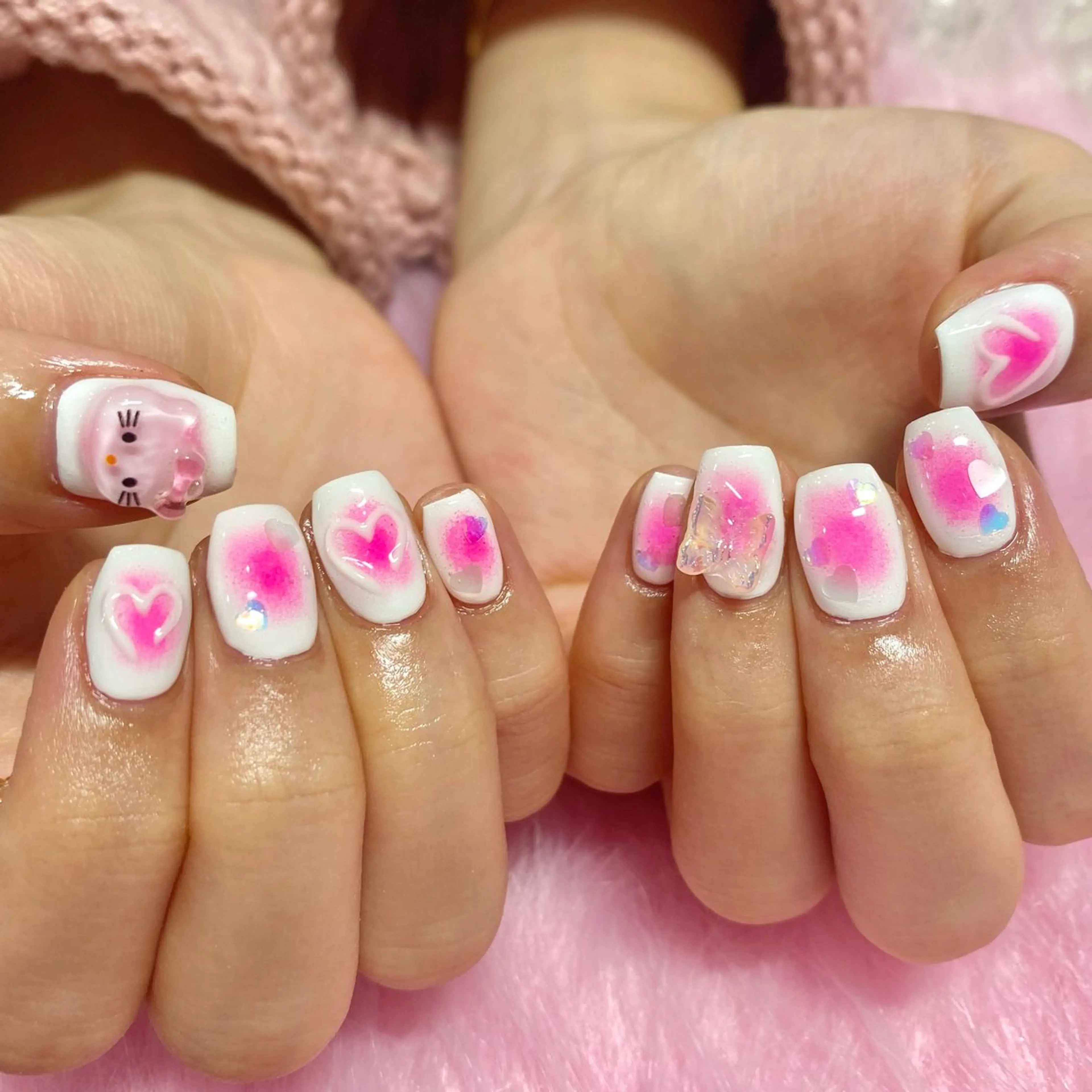 ネイル アニマル柄 チークネイル フレンチネイル ジェルネイル パラジェル BelireMaa Nail&eyeのネイルデザイン