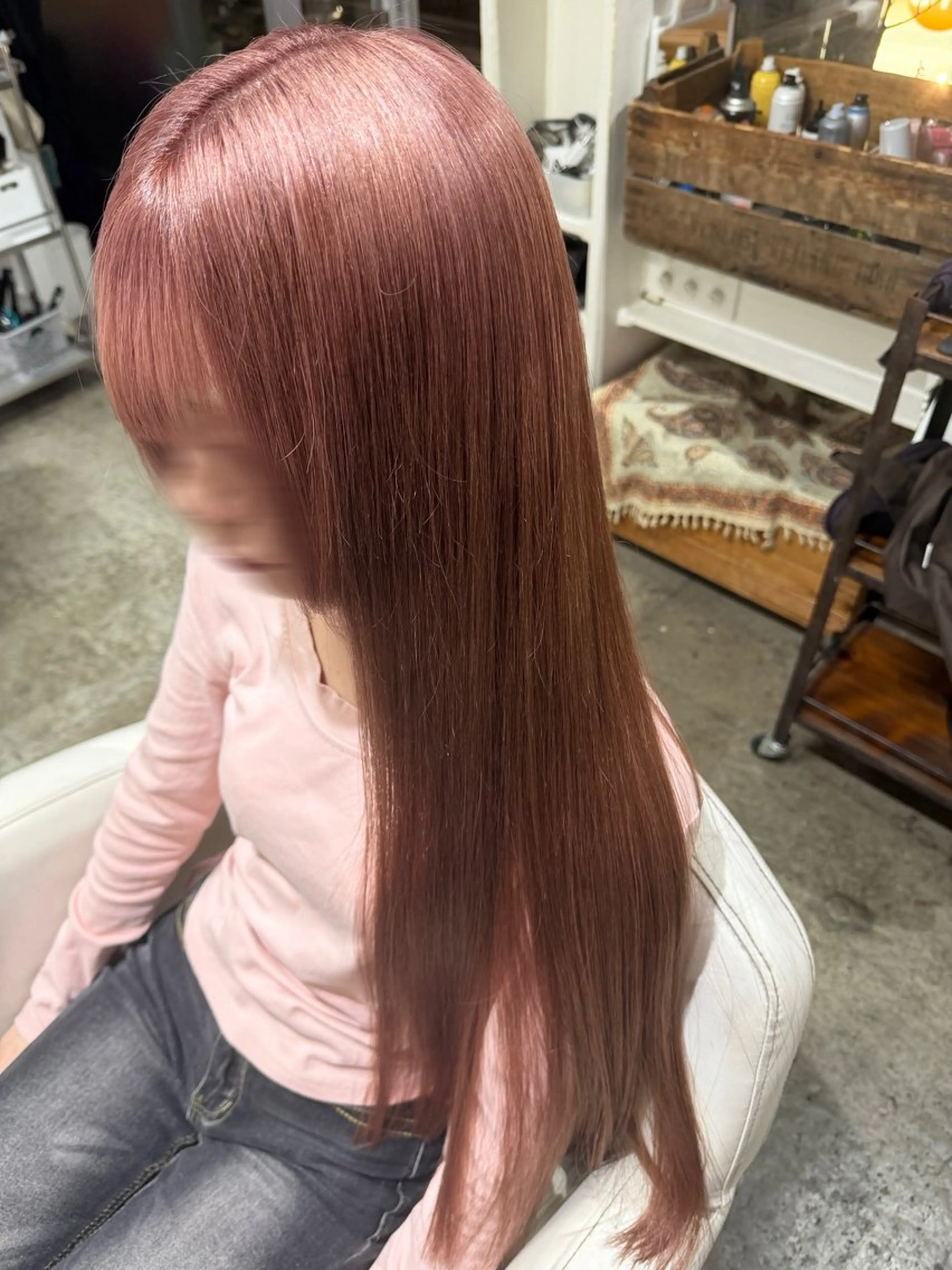 ロング カラー ベージュカラー ピンクカラー ピンクベージュ ヘアカラー トリートメント makoto / 池袋 Rojiのヘアスタイル