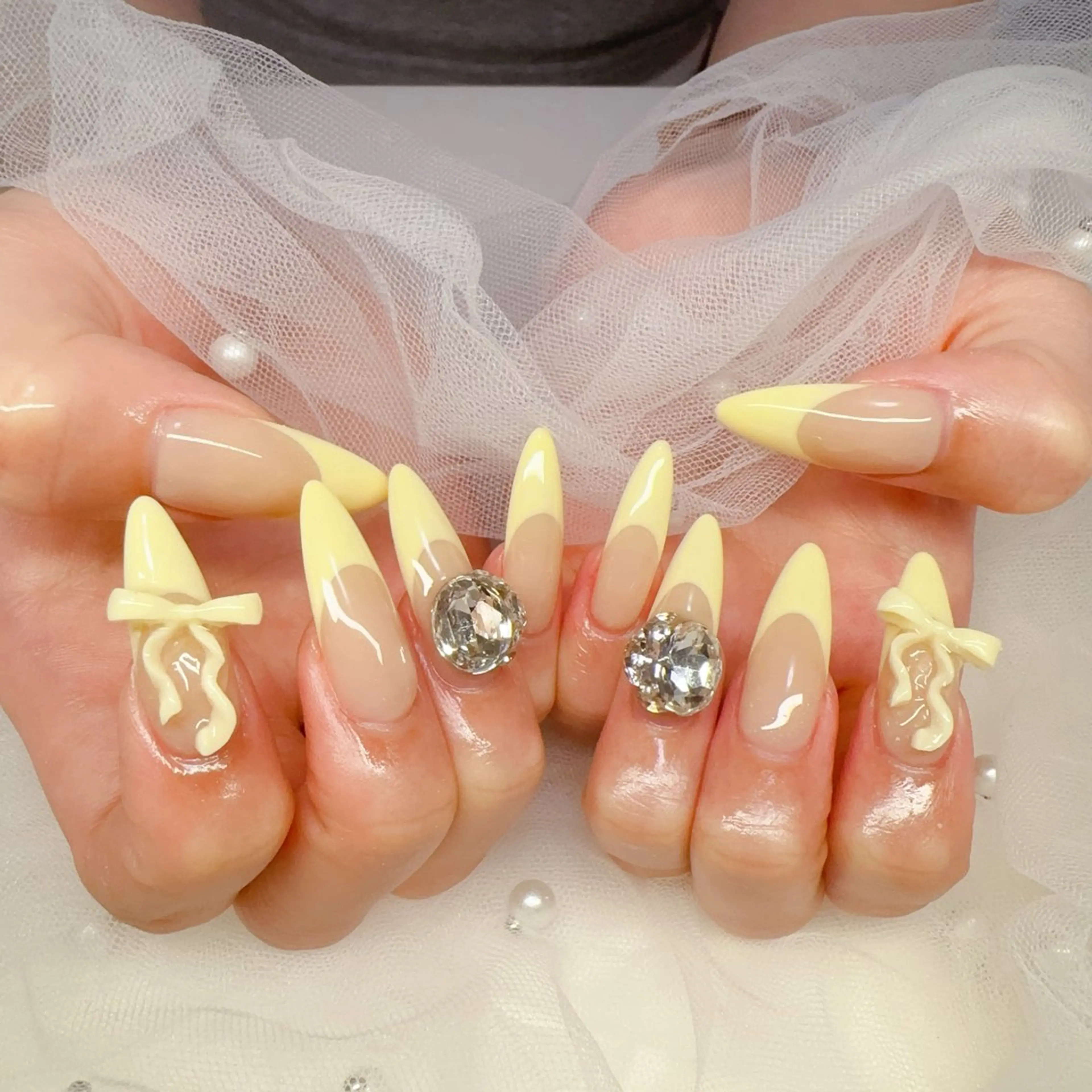 ネイル オーロラネイル チークネイル 成人式 長さ出し ジェルネイル ハンドネイル YUYI.nail salonのネイルデザイン