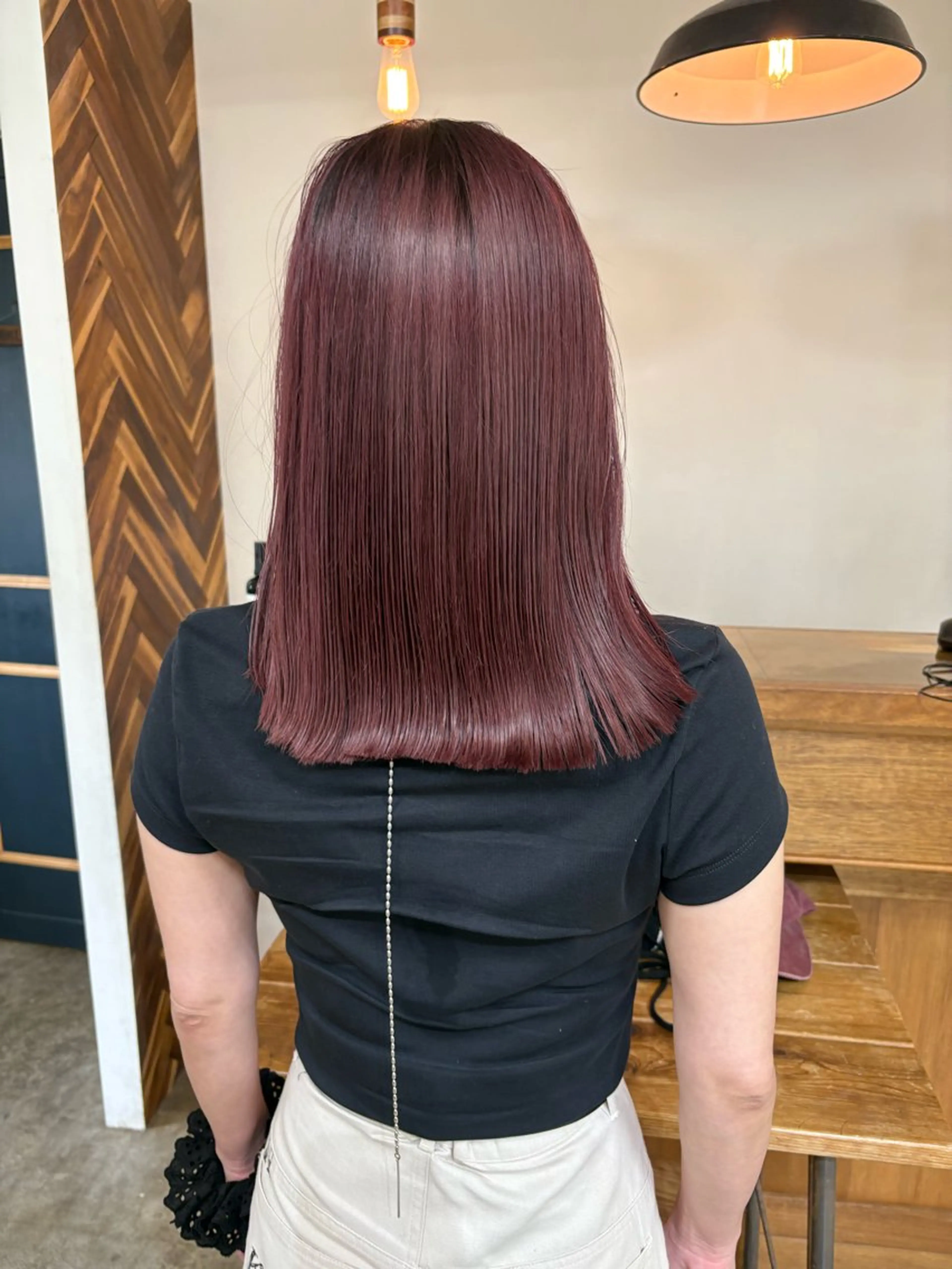 セミロング カラー ブリーチ ピンクカラー バイオレットカラー バイオレットピンク カット ヘアカラー トリートメント takada kohのヘアスタイル