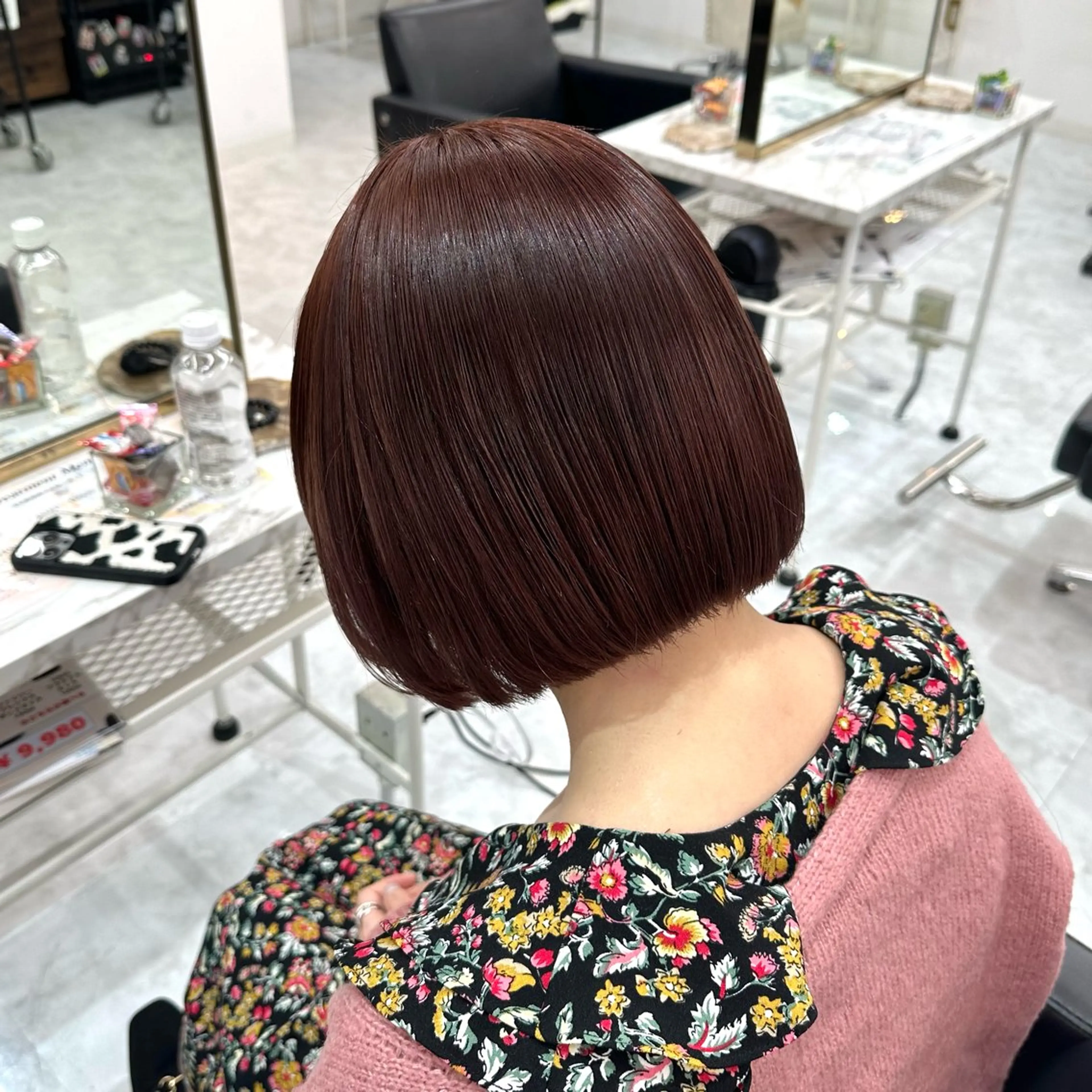 カラー ブラウンカラー ピンクカラー ボブ ヘアカラー トリートメント 💎艶々ハイトーン MOE💍🤍のヘアスタイル