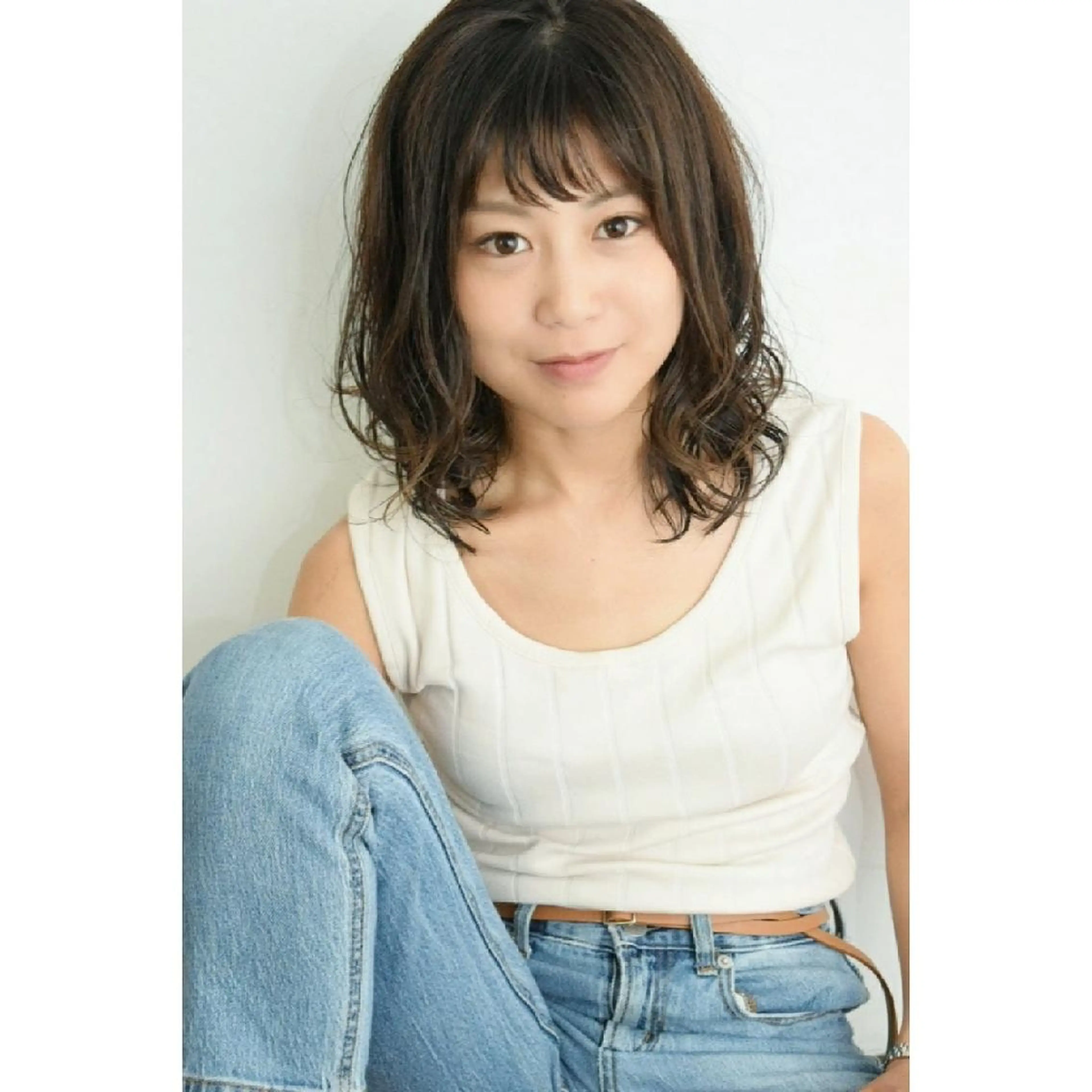 ミディアム カラー パーマ みなみ ゆうすけのヘアスタイル