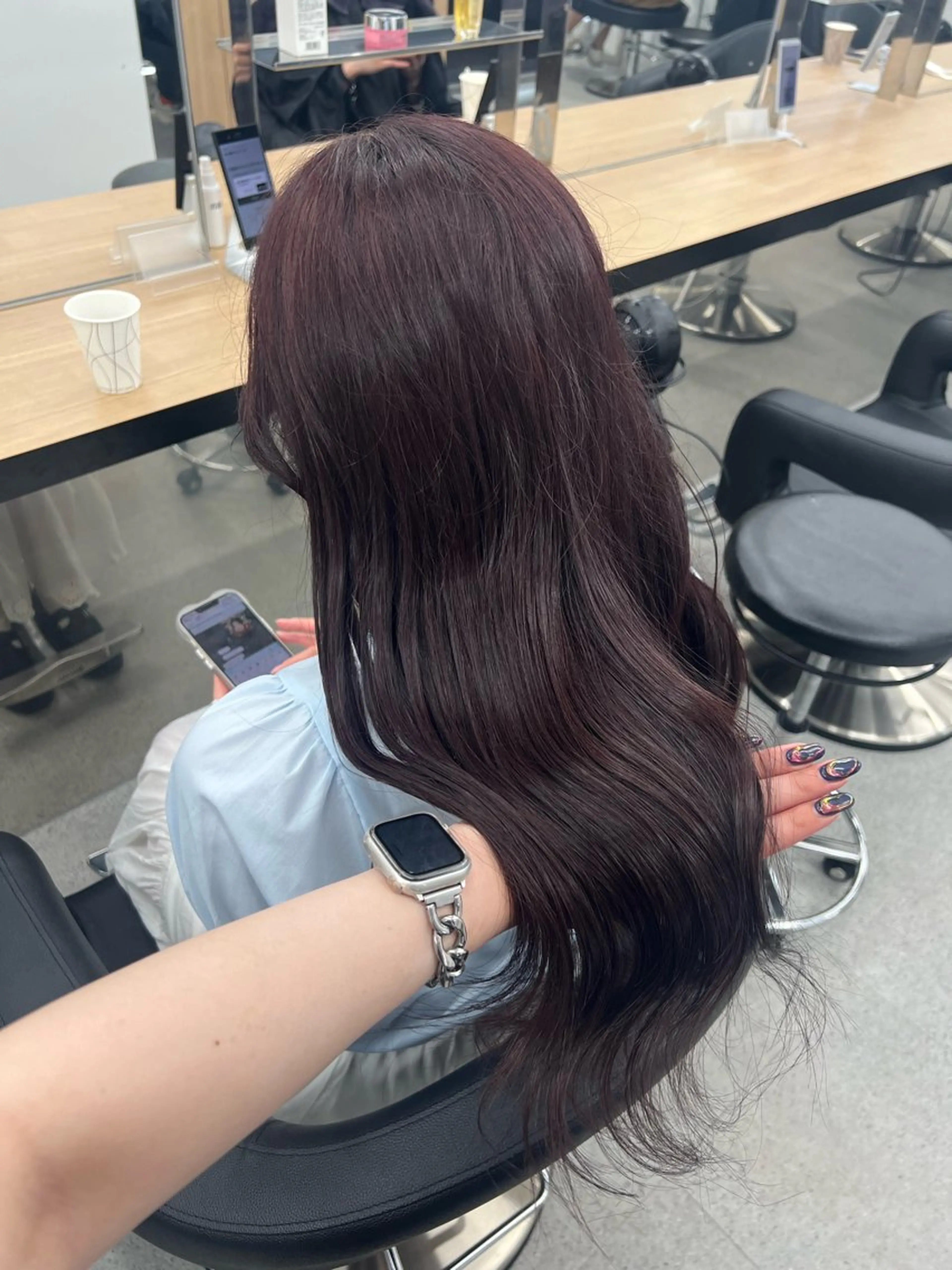 ロング カラー 暗髪🩶ラベンダー/ ブルー/ユウナ🤍のヘアスタイル