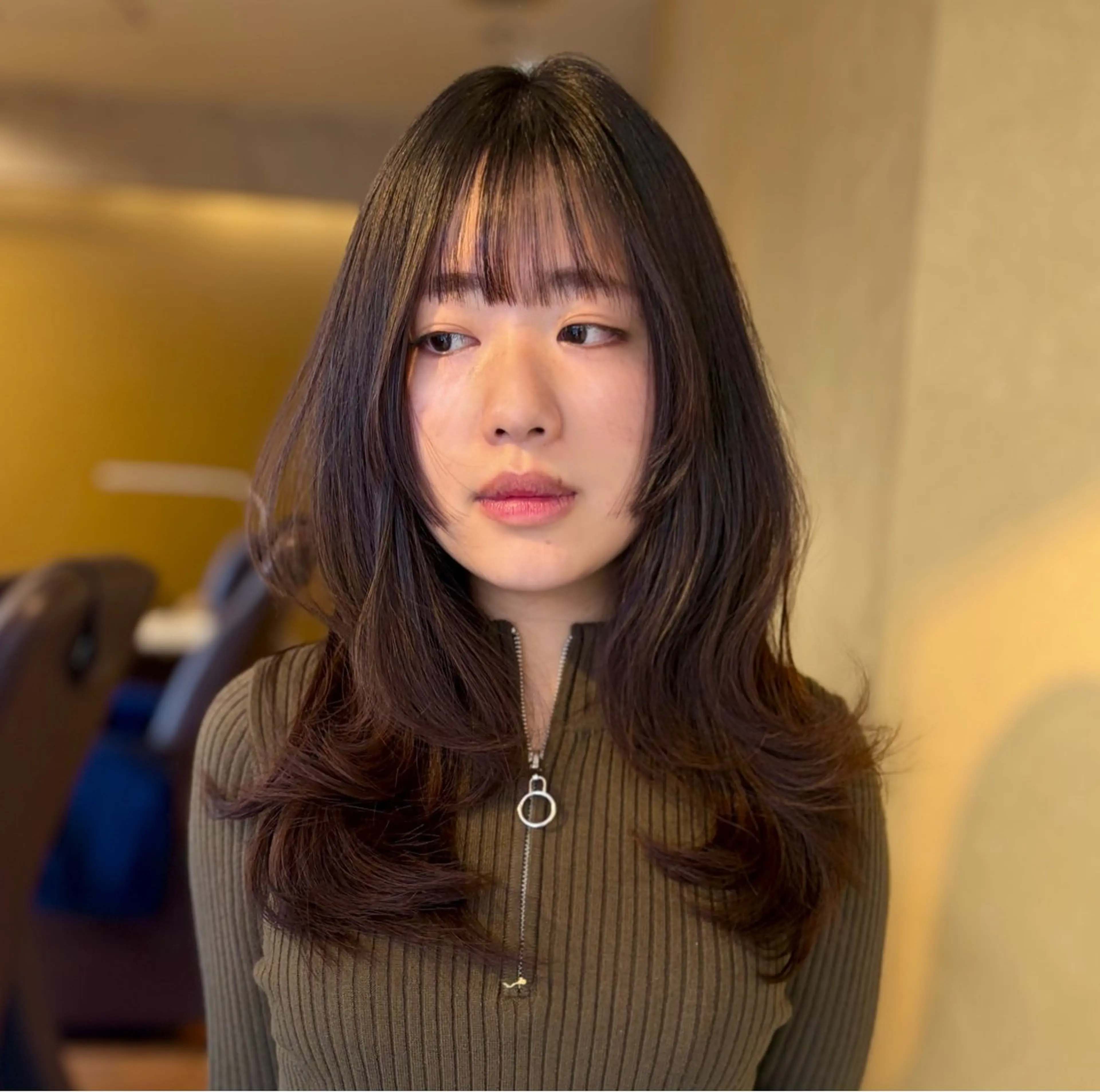 セミロング 顔周りカット 髪質改善 韓国風ヘア レイヤーカット トリートメント 辻 那美樹/似合わせ ヘア/髪質改善のヘアスタイル