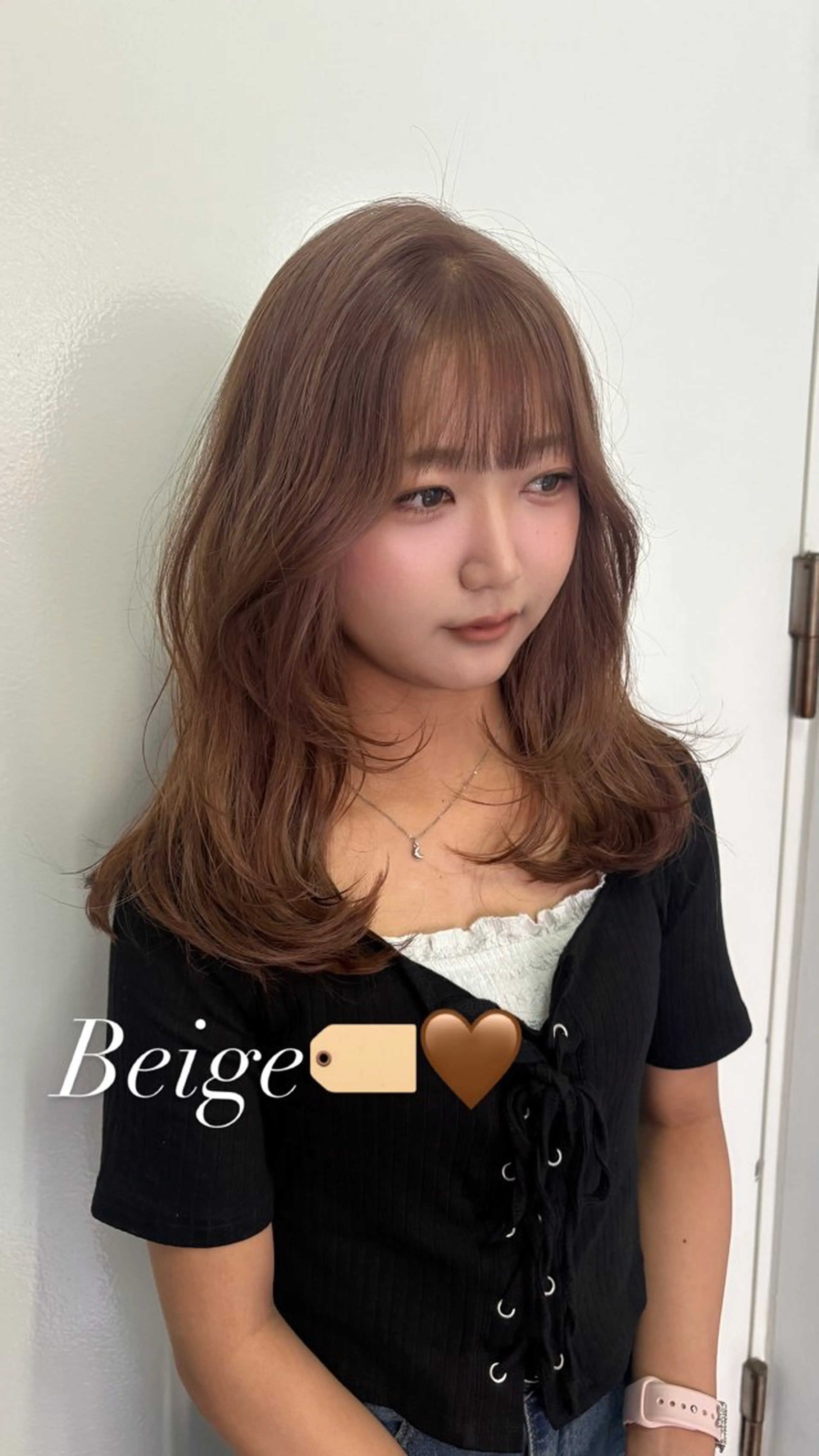 ミディアム レイヤーカット ヘアカラー トリートメント HAZEL博多所属・韓国ヘア🇰🇷 𝑳𝒊𝒏𝒂🤍のヘアスタイル