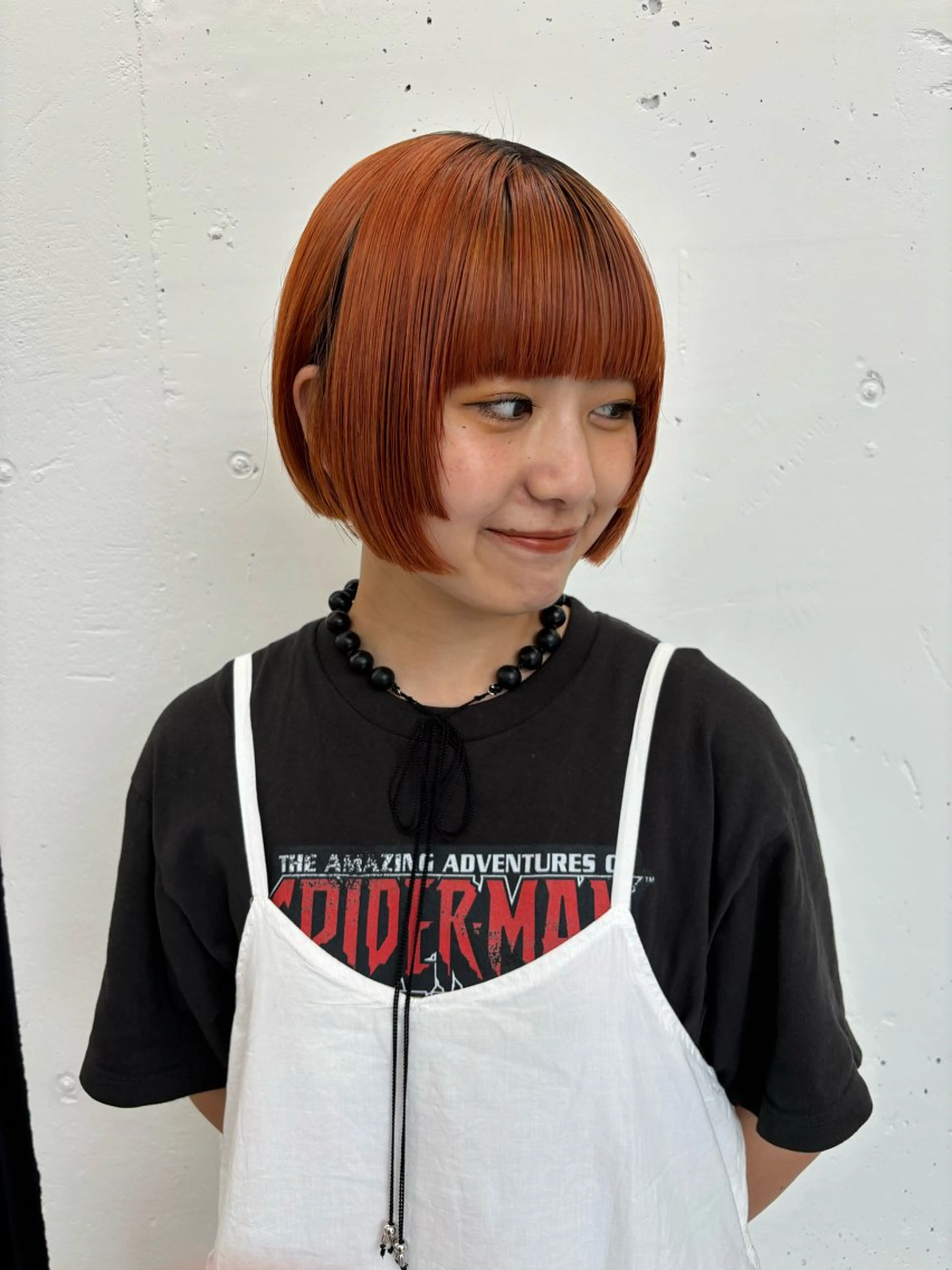 ミディアム カラー ヘアアレンジ オレンジ カット ヘアカラー 夕羽夢🍓矢場/ 透明感カラーのヘアスタイル